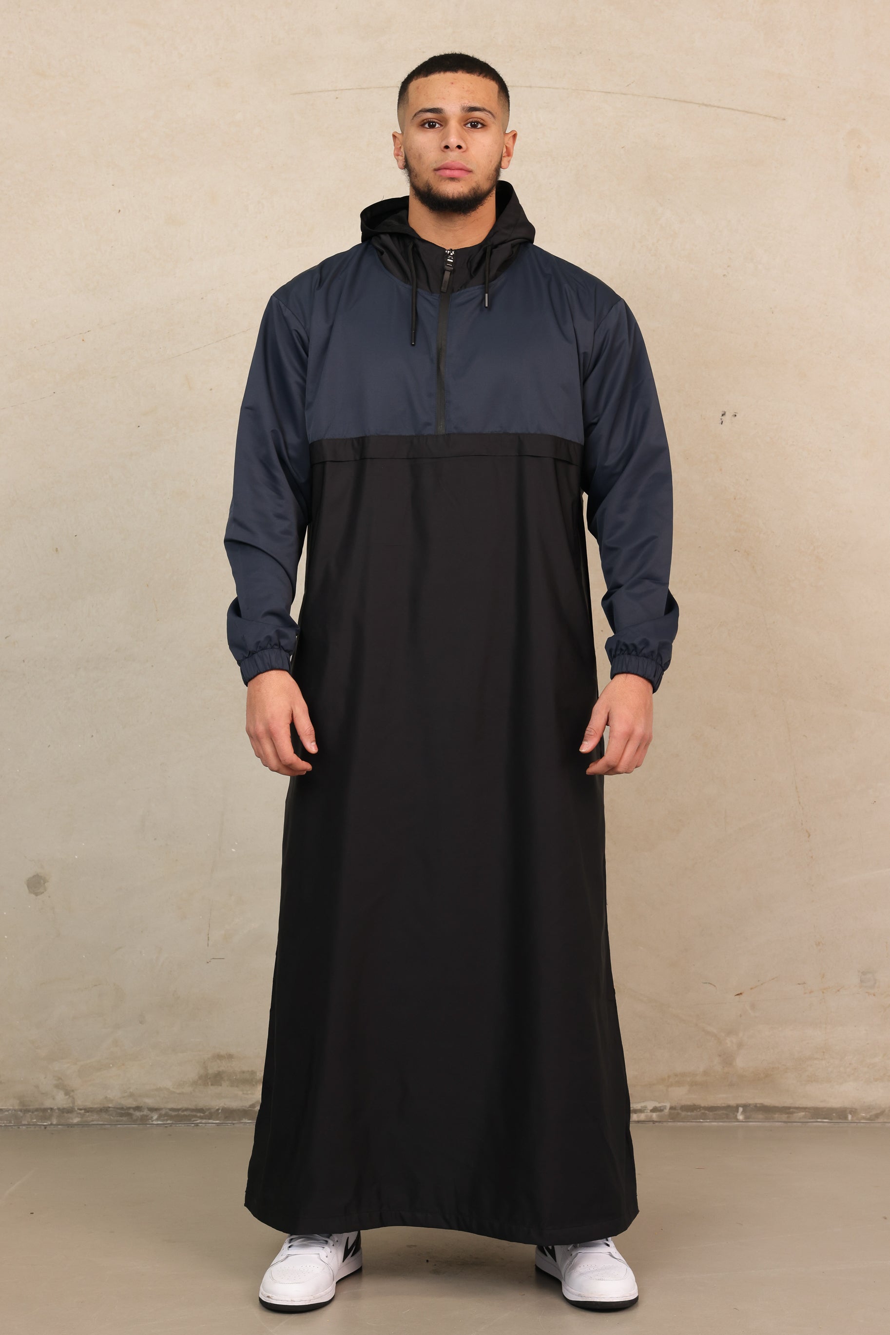 Men's Nour 2 Tone Thobe - Black & Navy