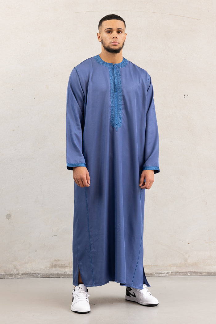 Moroccan Long Sleeve Thobe - Blue
