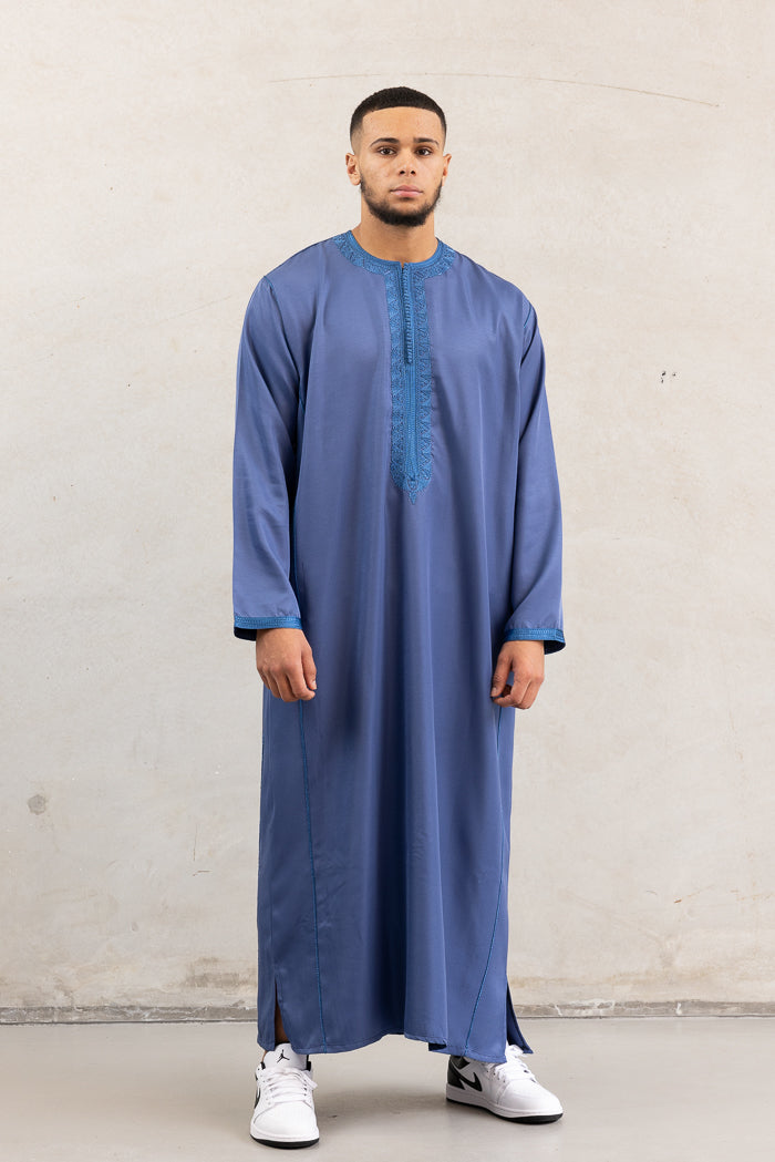 Moroccan Long Sleeve Thobe - Blue