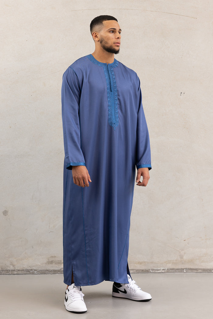 Moroccan Long Sleeve Thobe - Blue