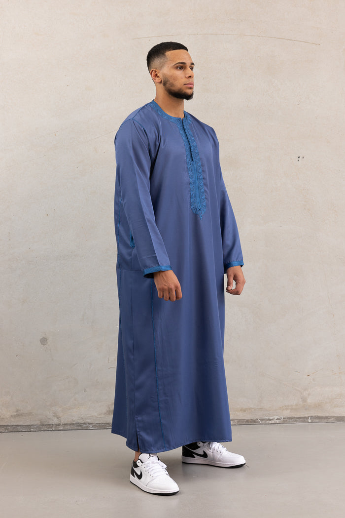 Moroccan Long Sleeve Thobe - Blue