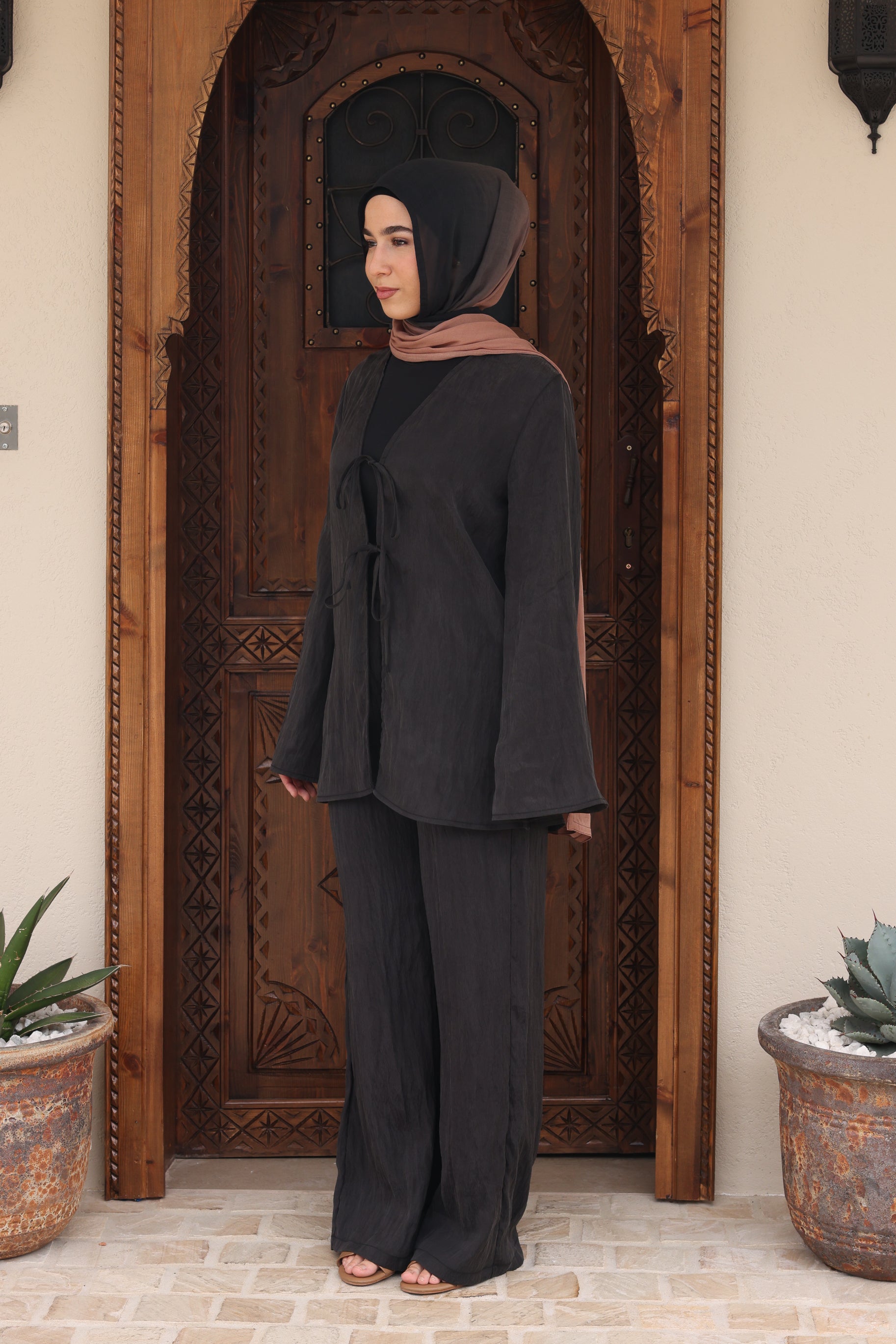 Nadira Tencel Tie Up Top - Black