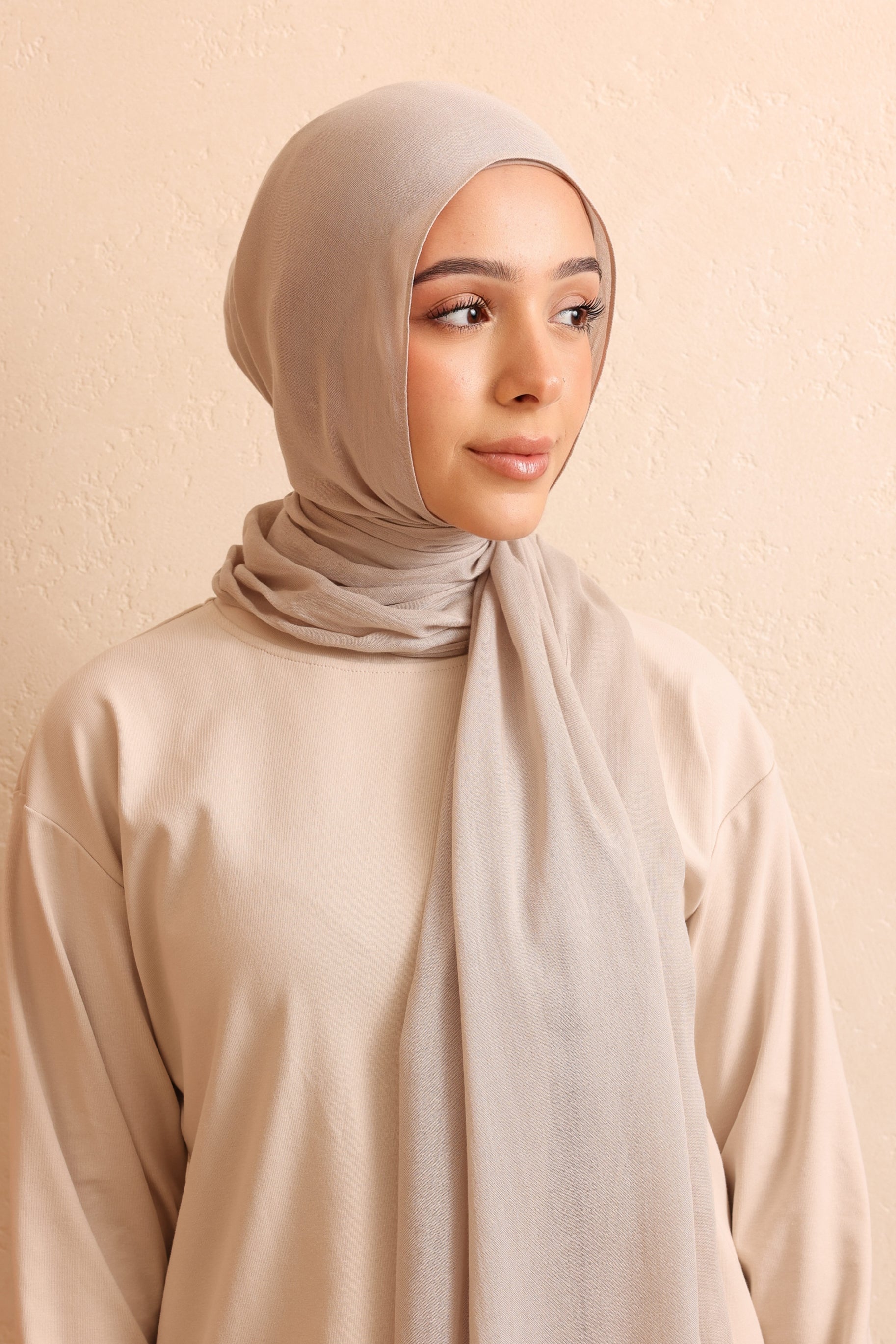 Single Stitched Modal Hijab - Pebble