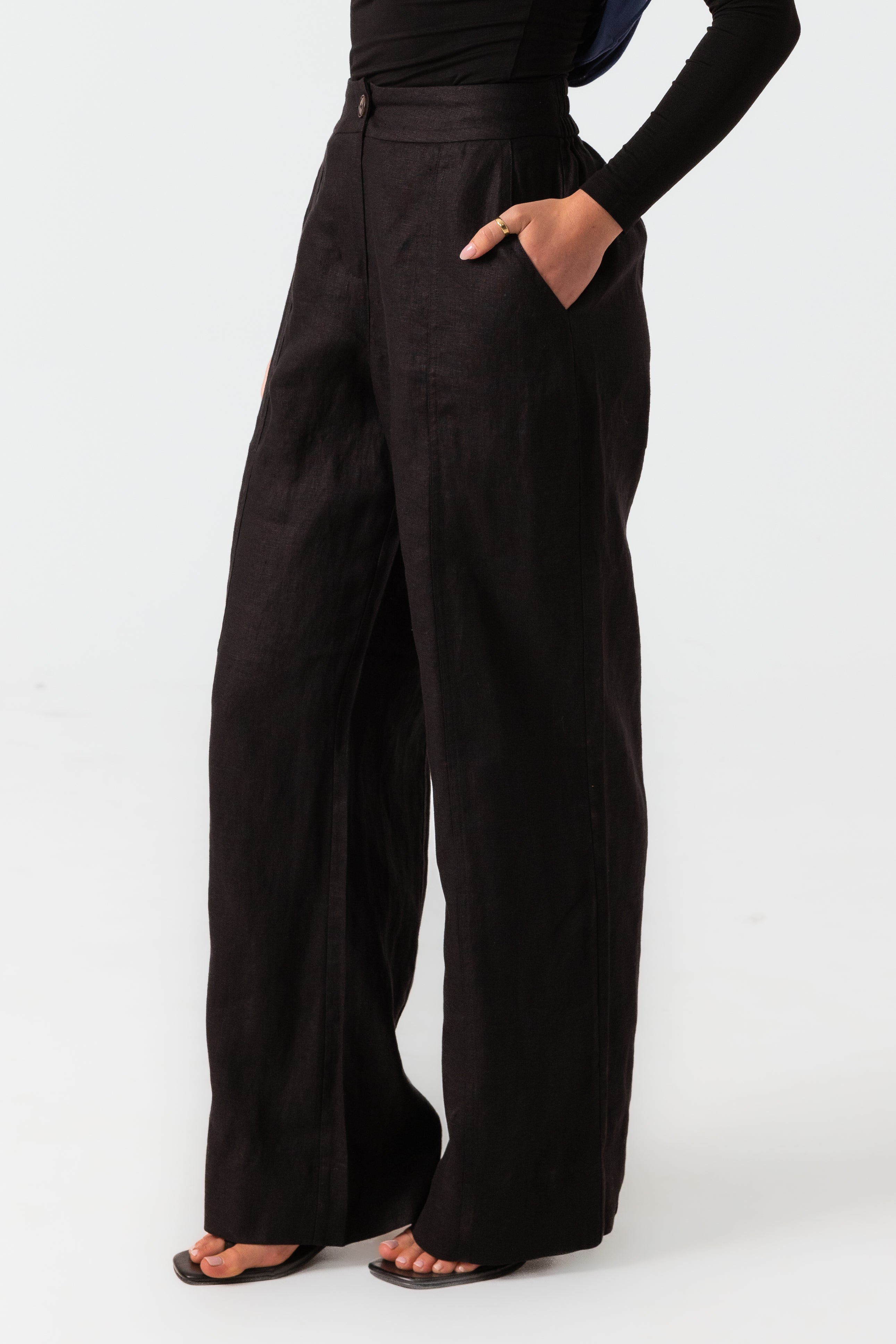 Anaya Wide Leg Pants - Black