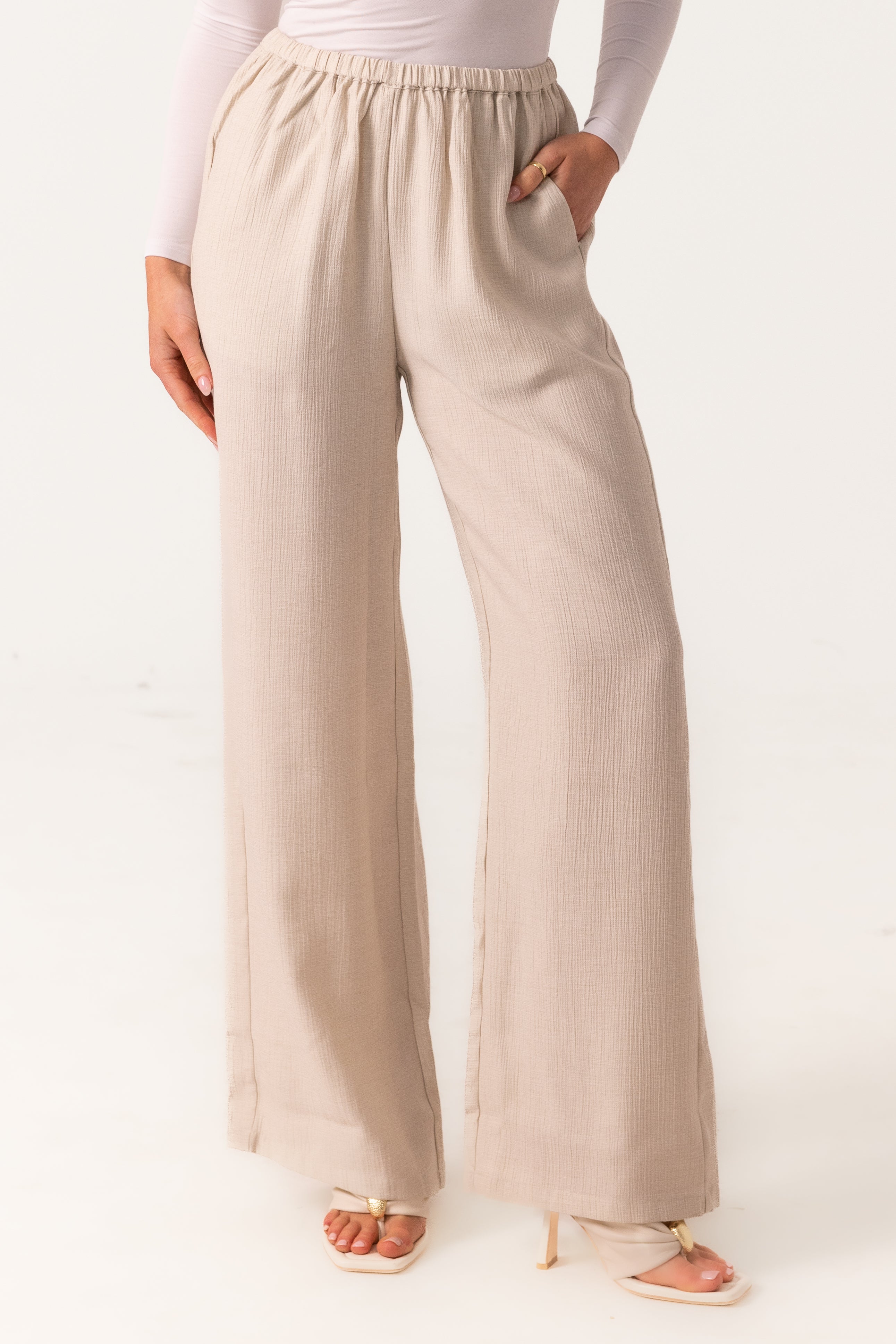 Yara Crinkle Pants - Oat