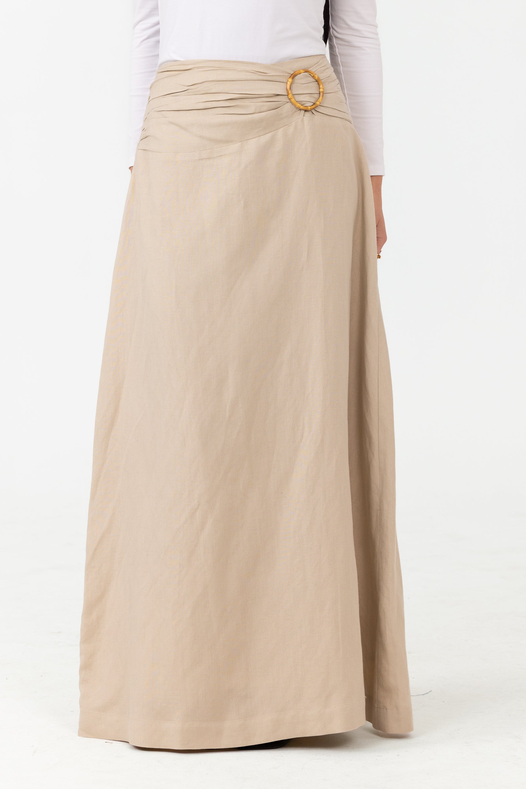 Naila A Line Linen Skirt - Stone