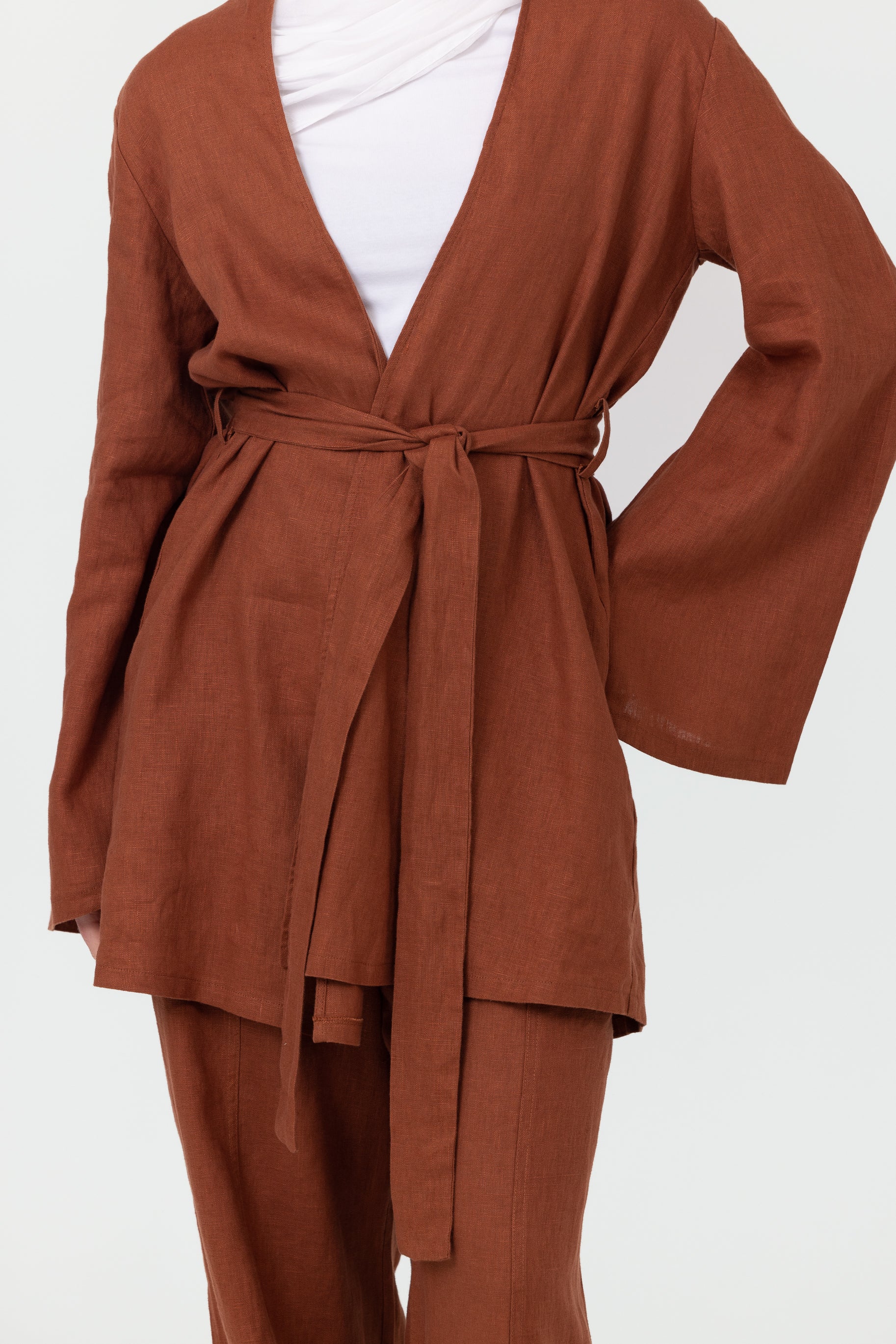 Anaya Open Blouse - Clay