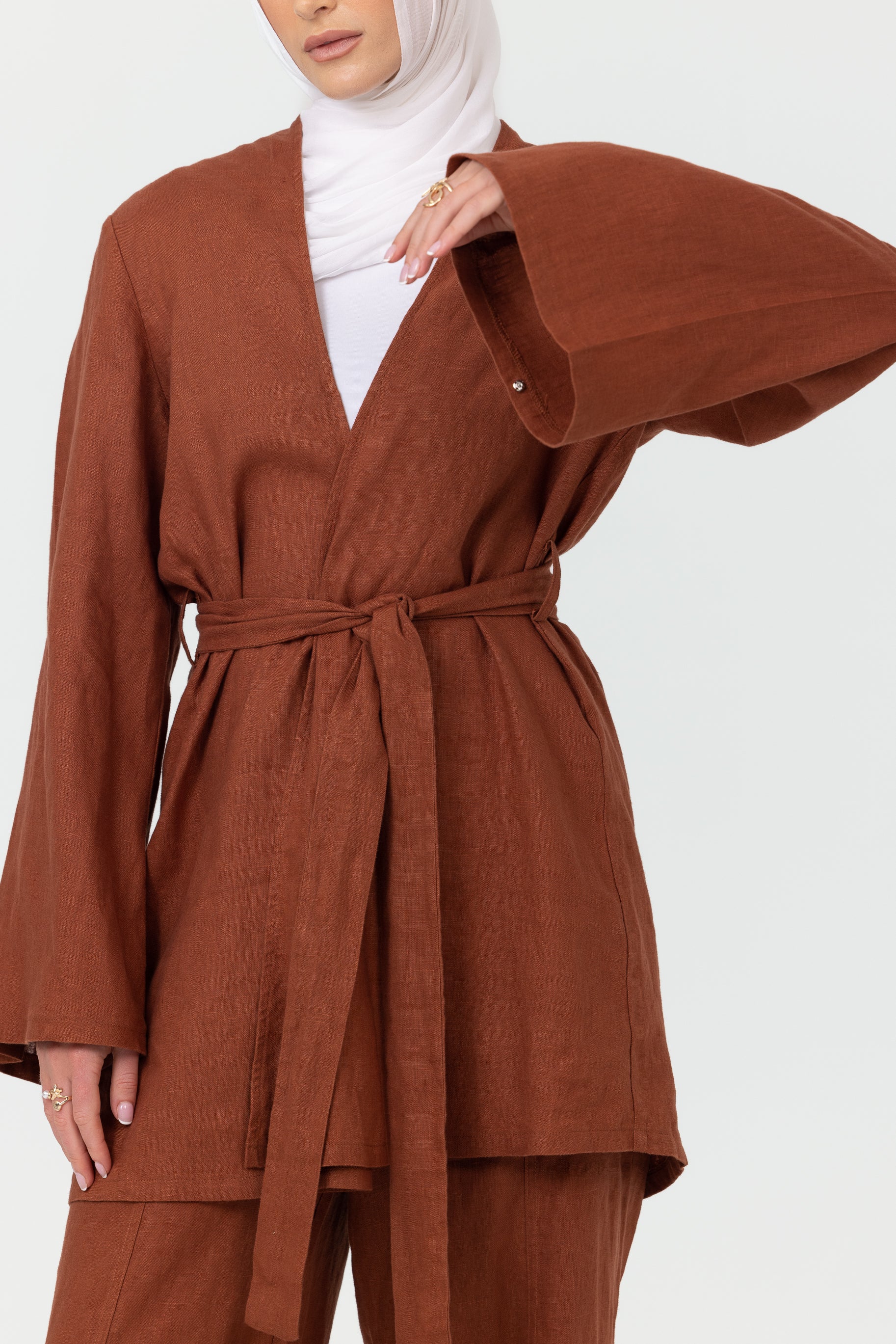 Anaya Open Blouse - Clay