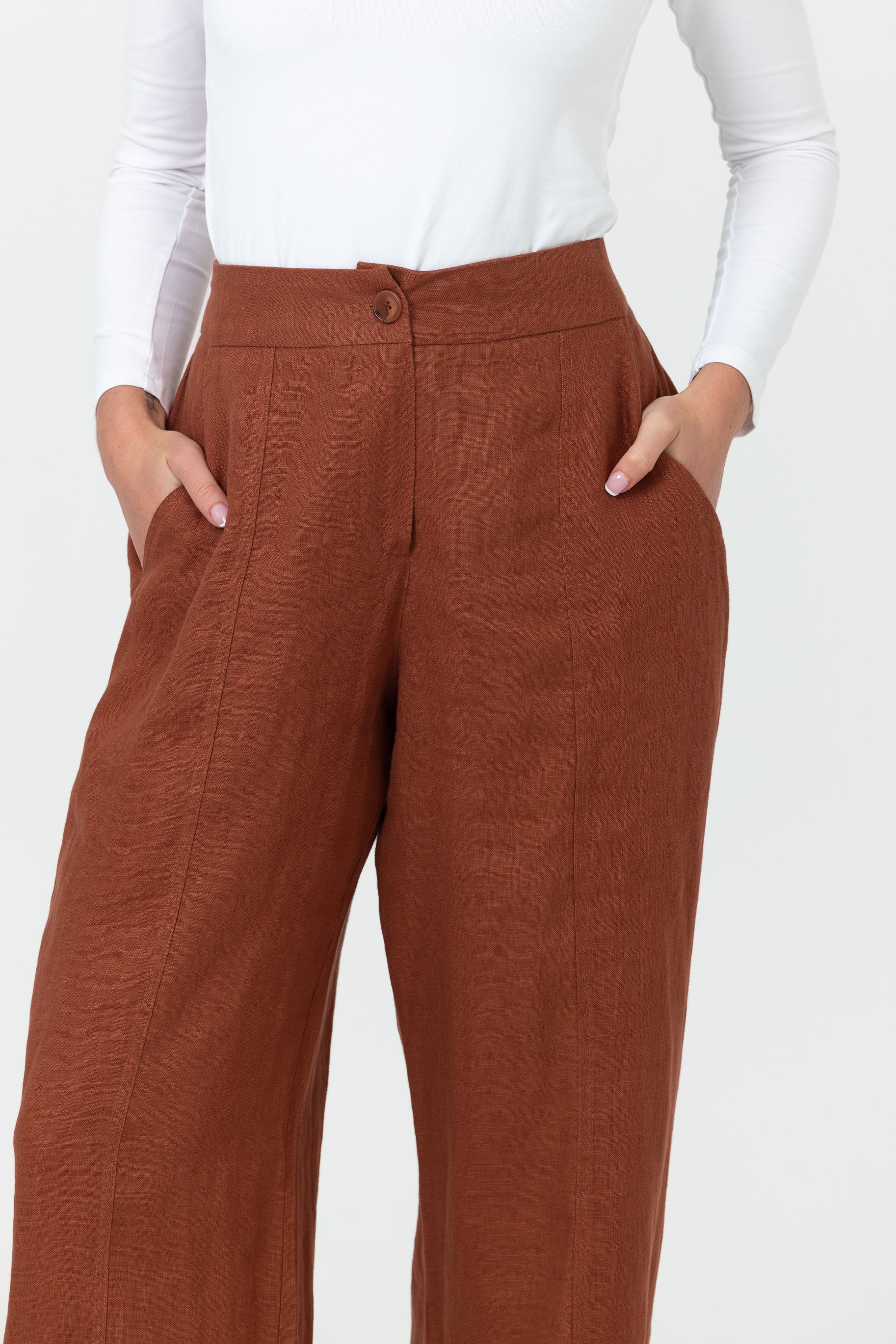 Anaya Wide Leg Pants - Clay