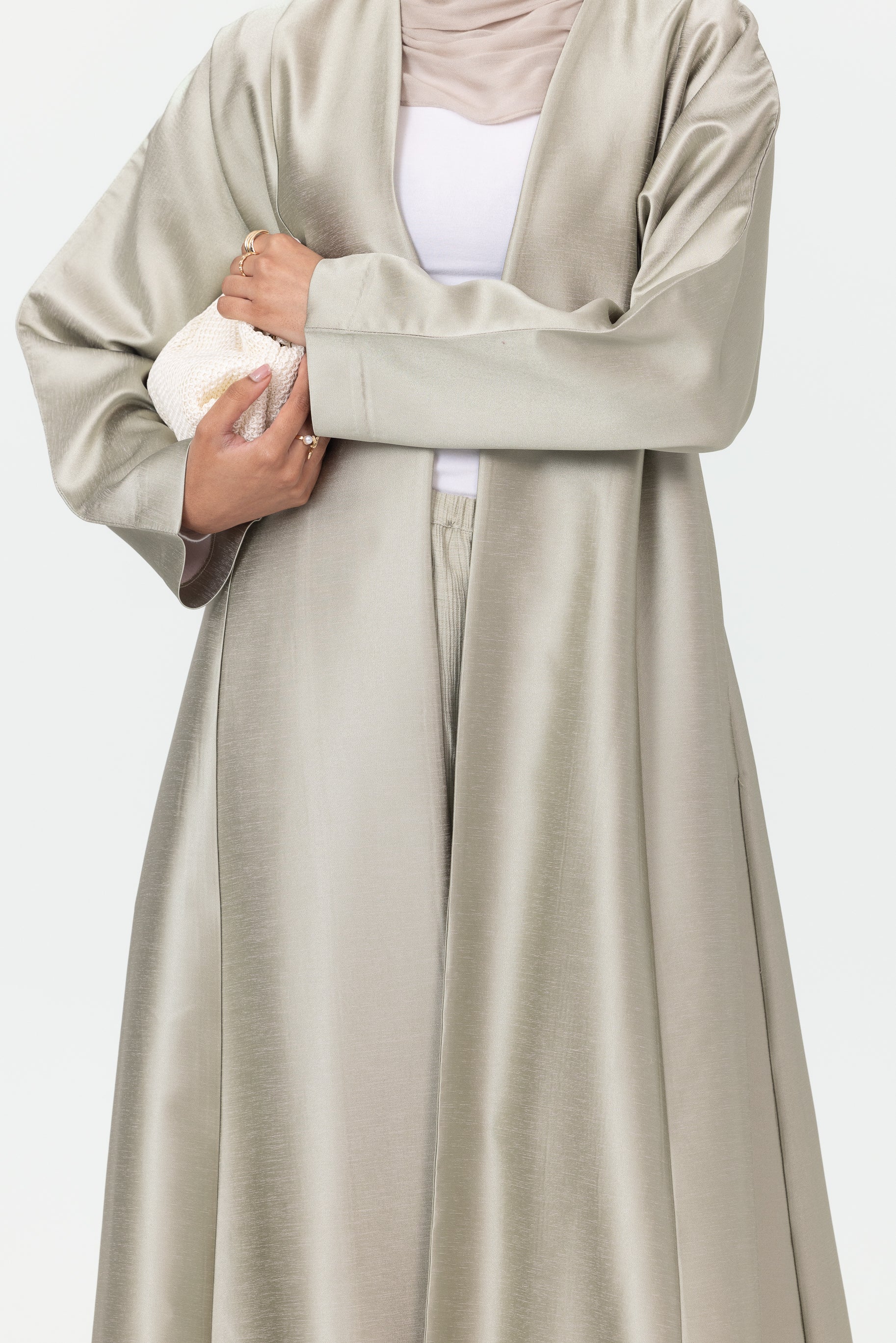 Astra Open Abaya - Silver Mist