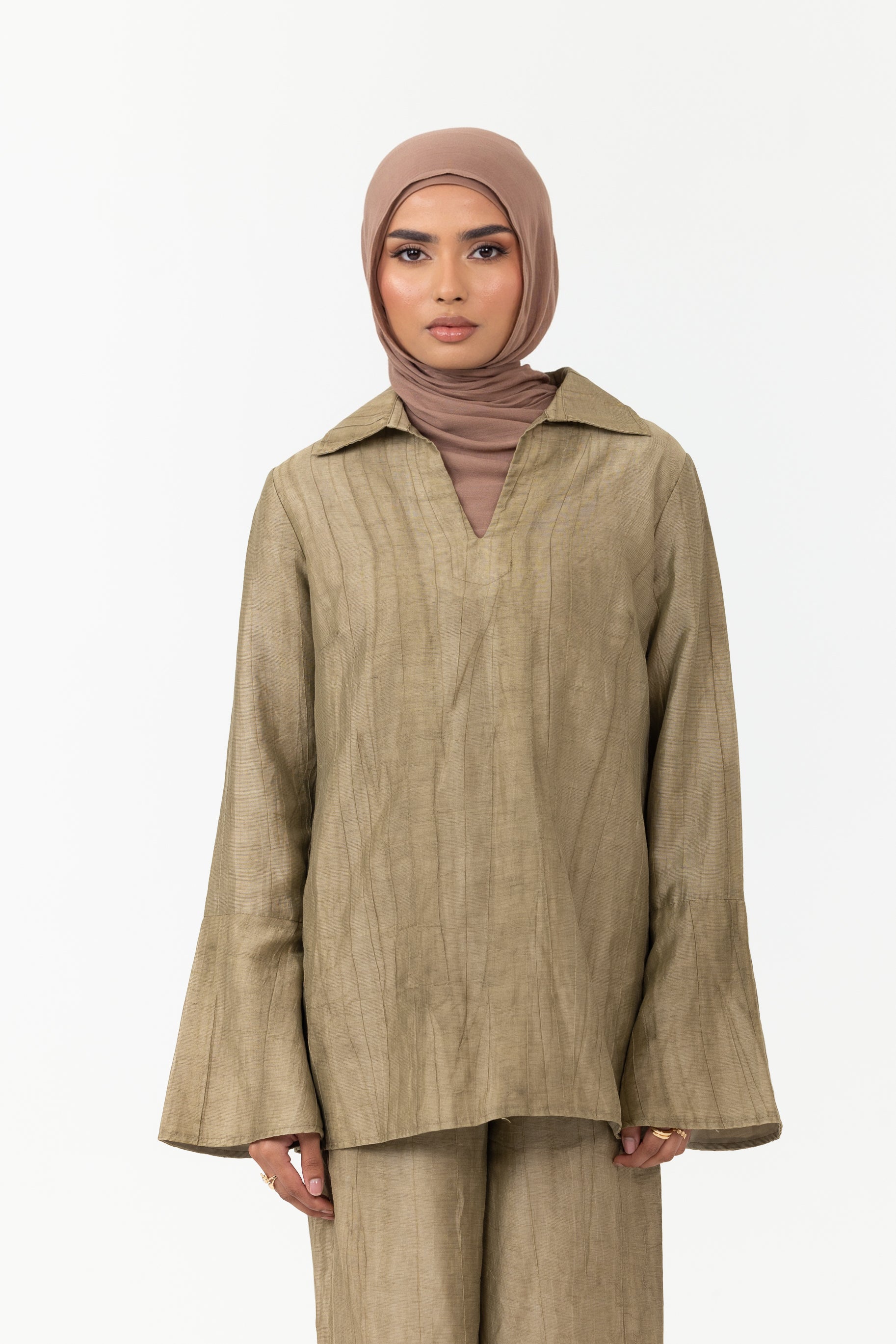 Nova Bell Sleeve Tunic - Khaki