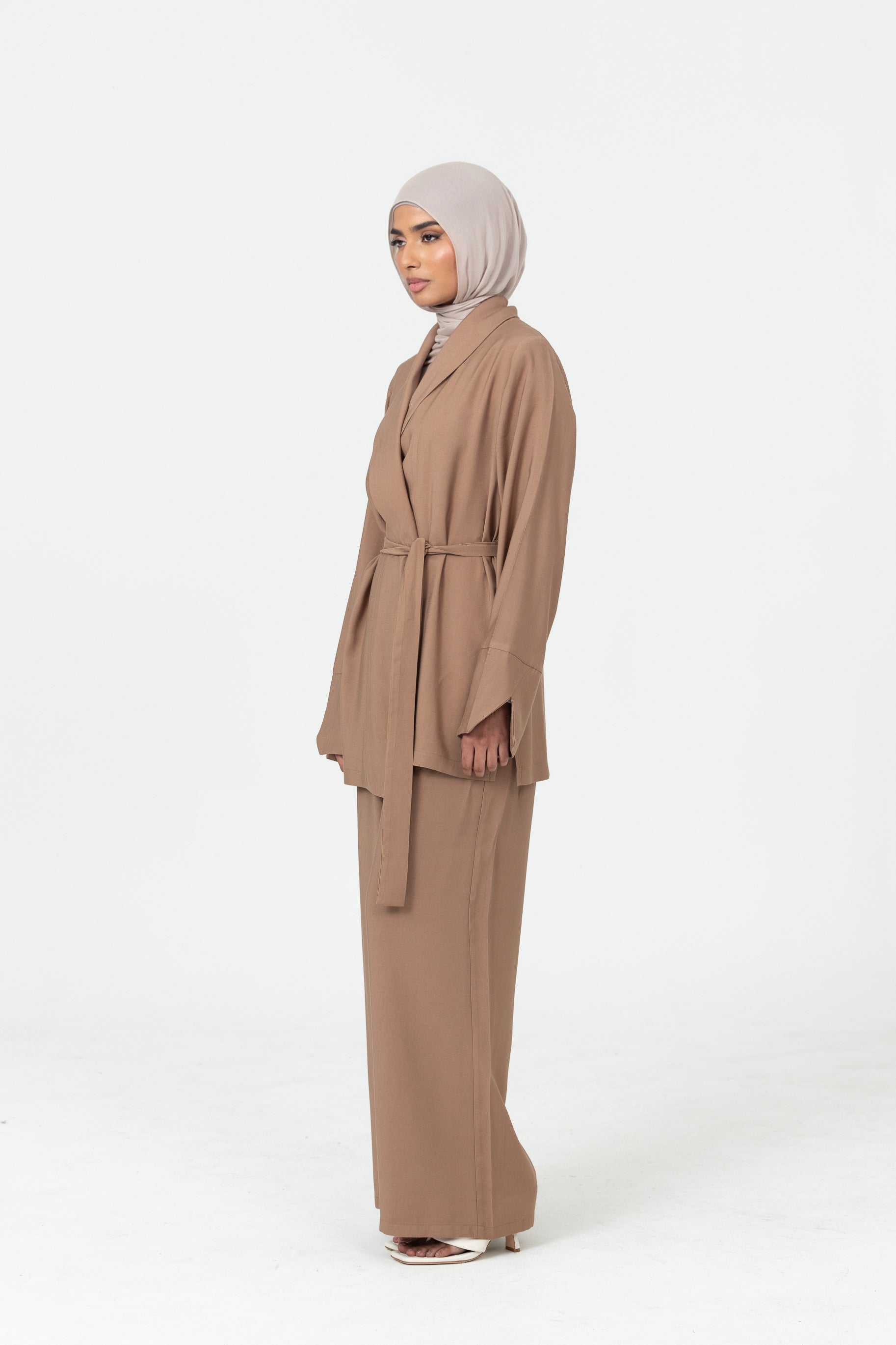 Nadira Co Ord Linen Jacket - Brown