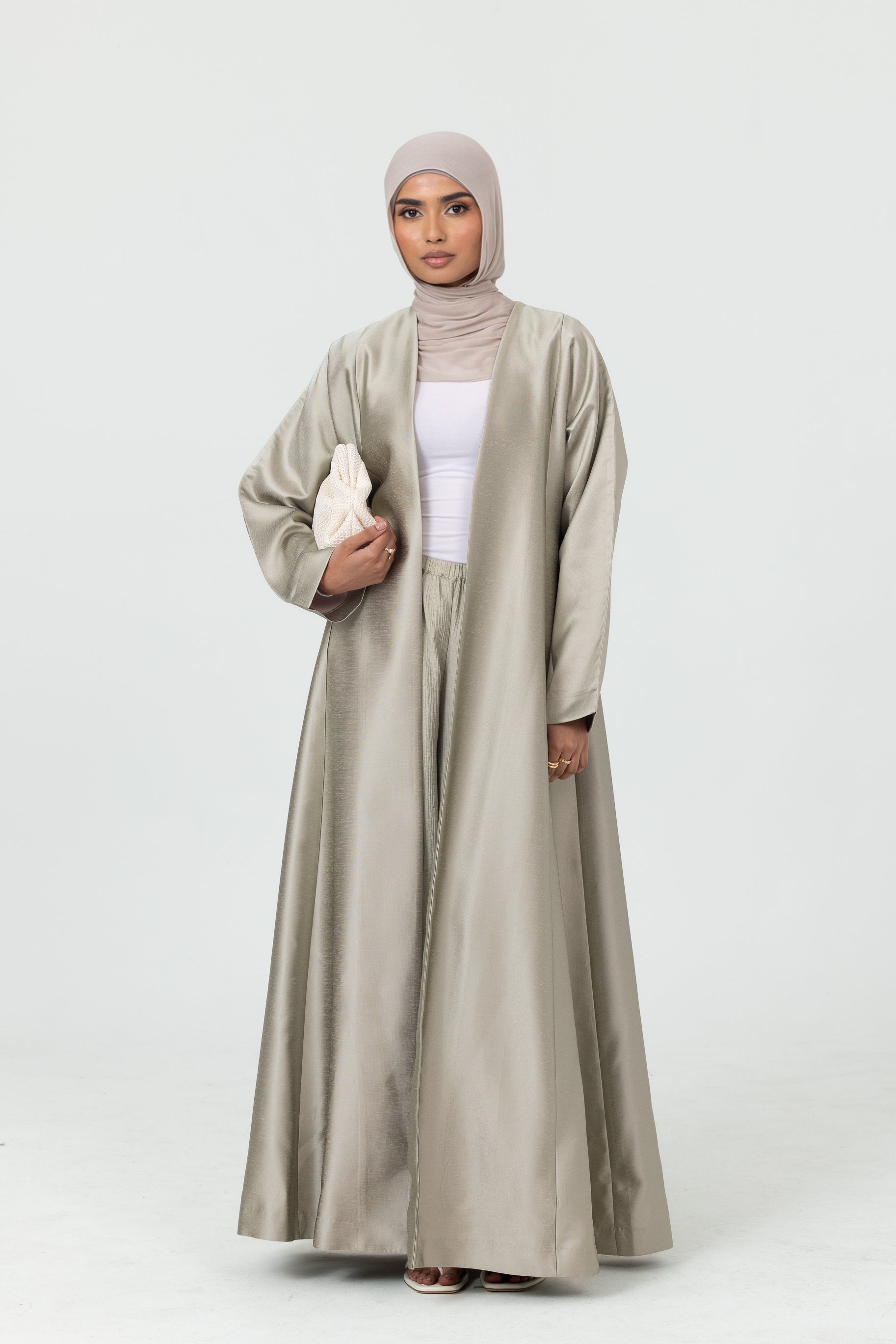 Astra Open Abaya - Silver Mist