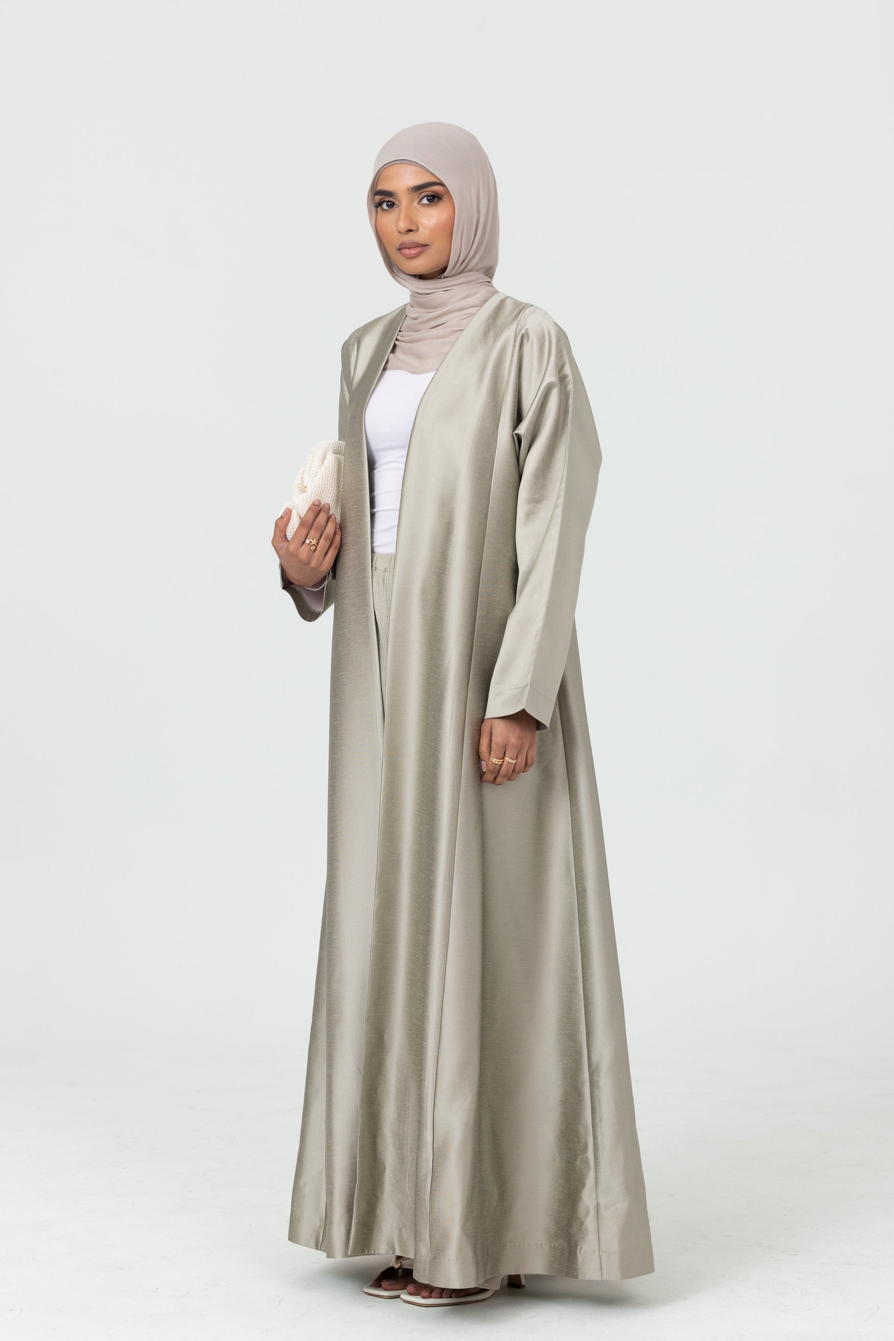 Astra Open Abaya - Silver Mist