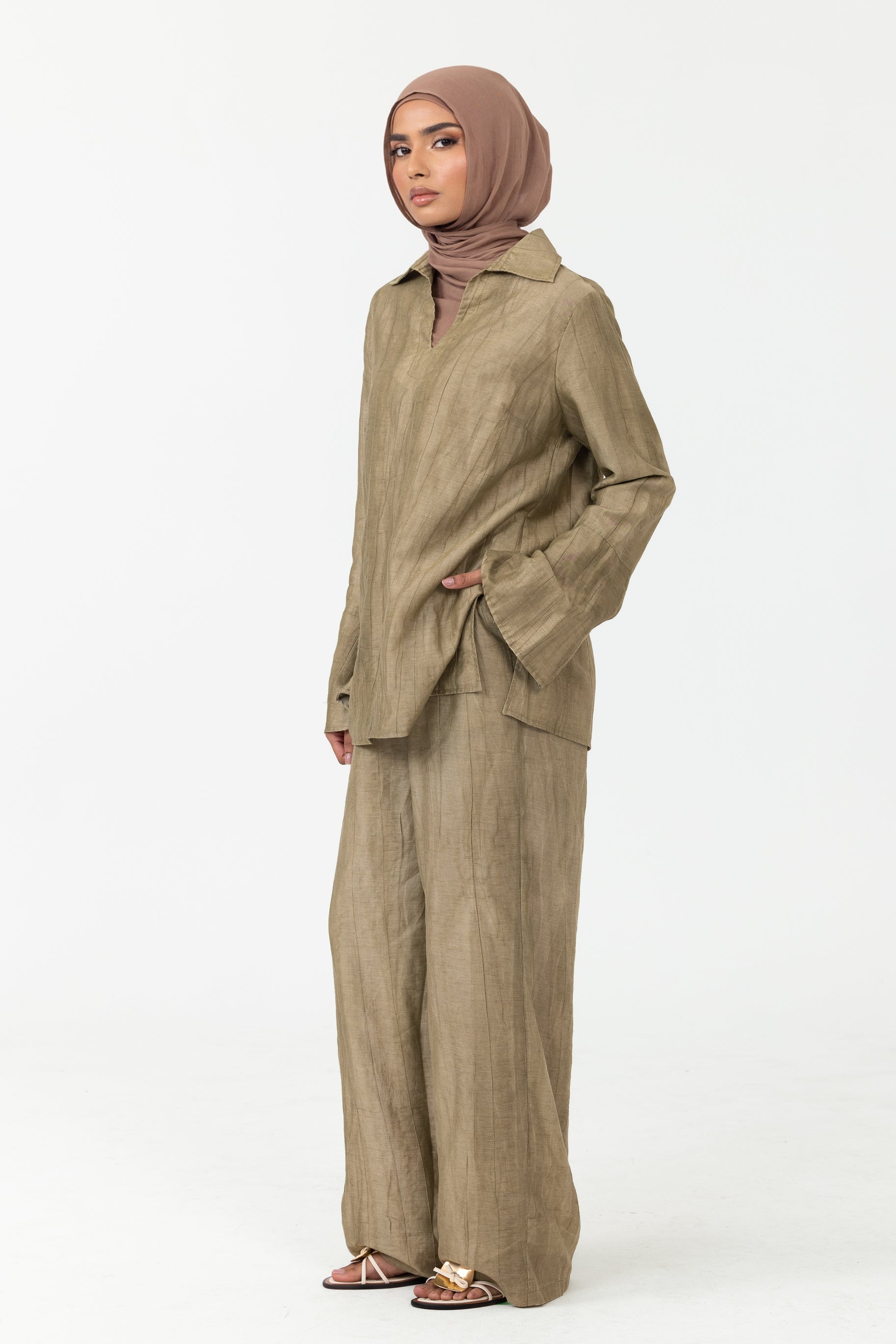 Nova Wide Leg Pants - Khaki