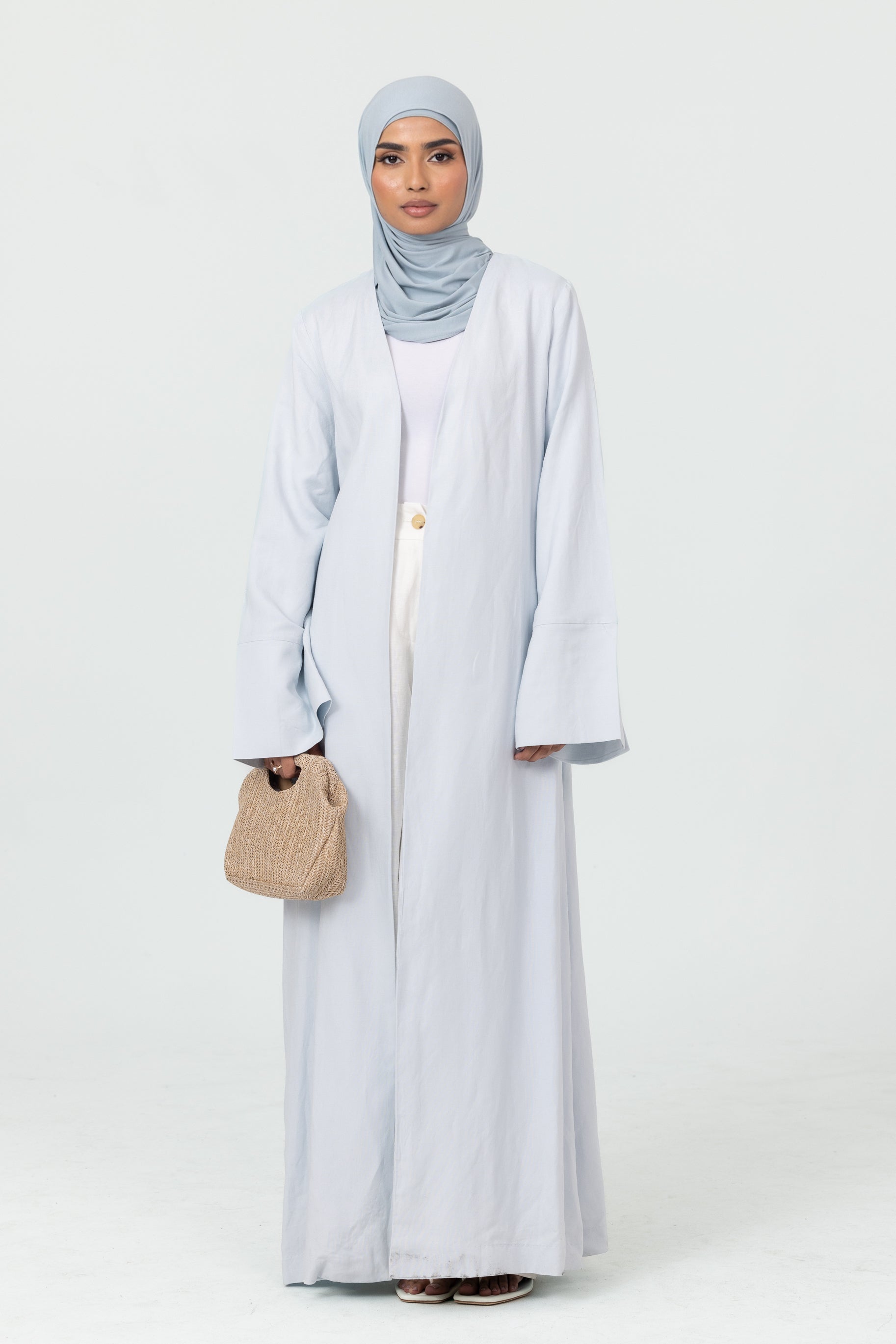 Naila Open Abaya - Sky Blue