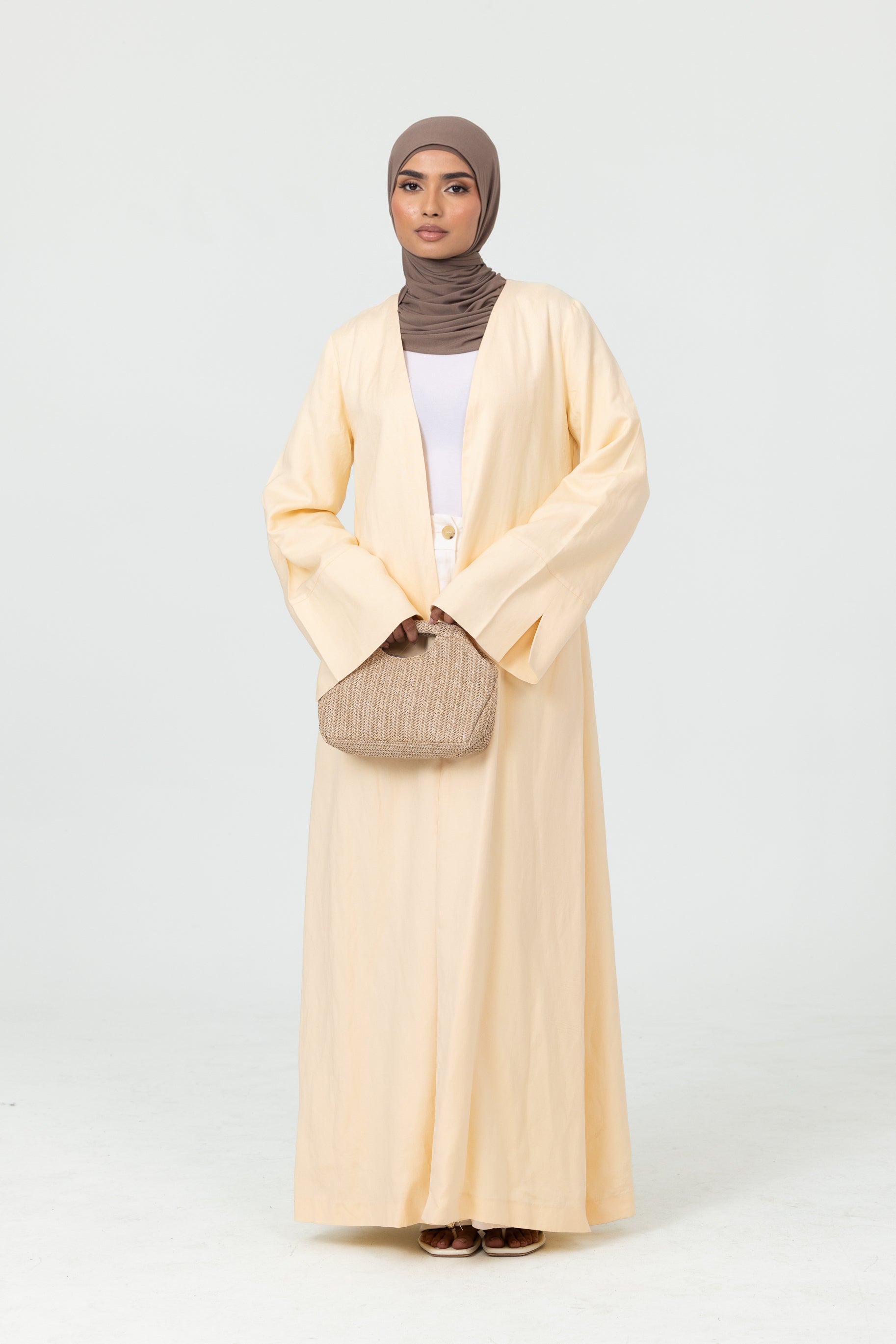 Naila Open Abaya - Butter Yellow