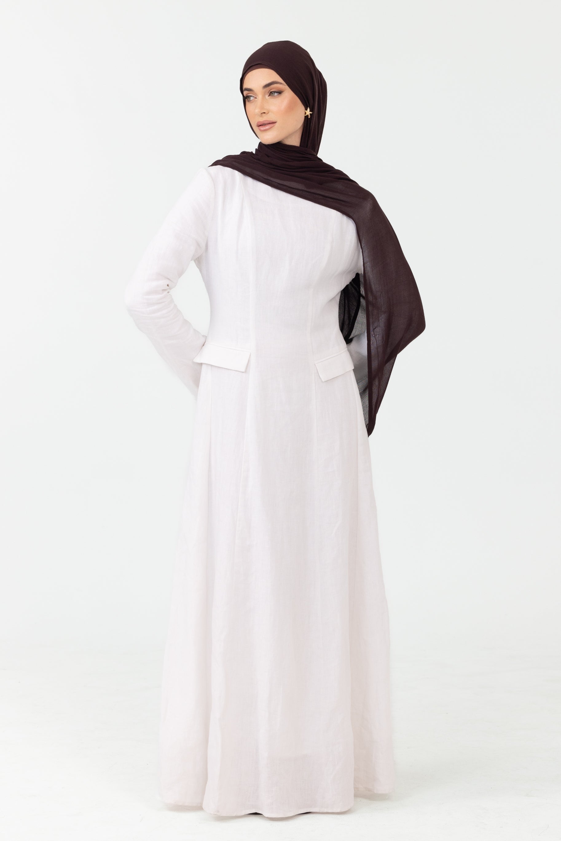 Nadira Linen Dress - White