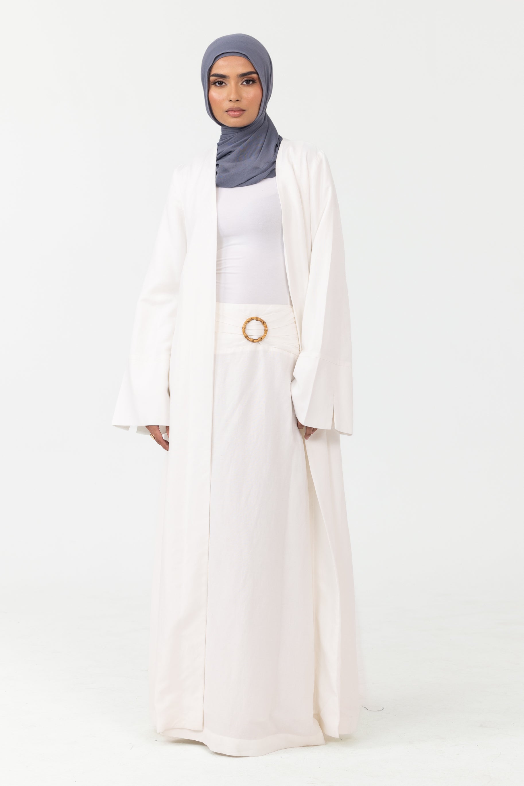 Naila A Line Linen Skirt - White