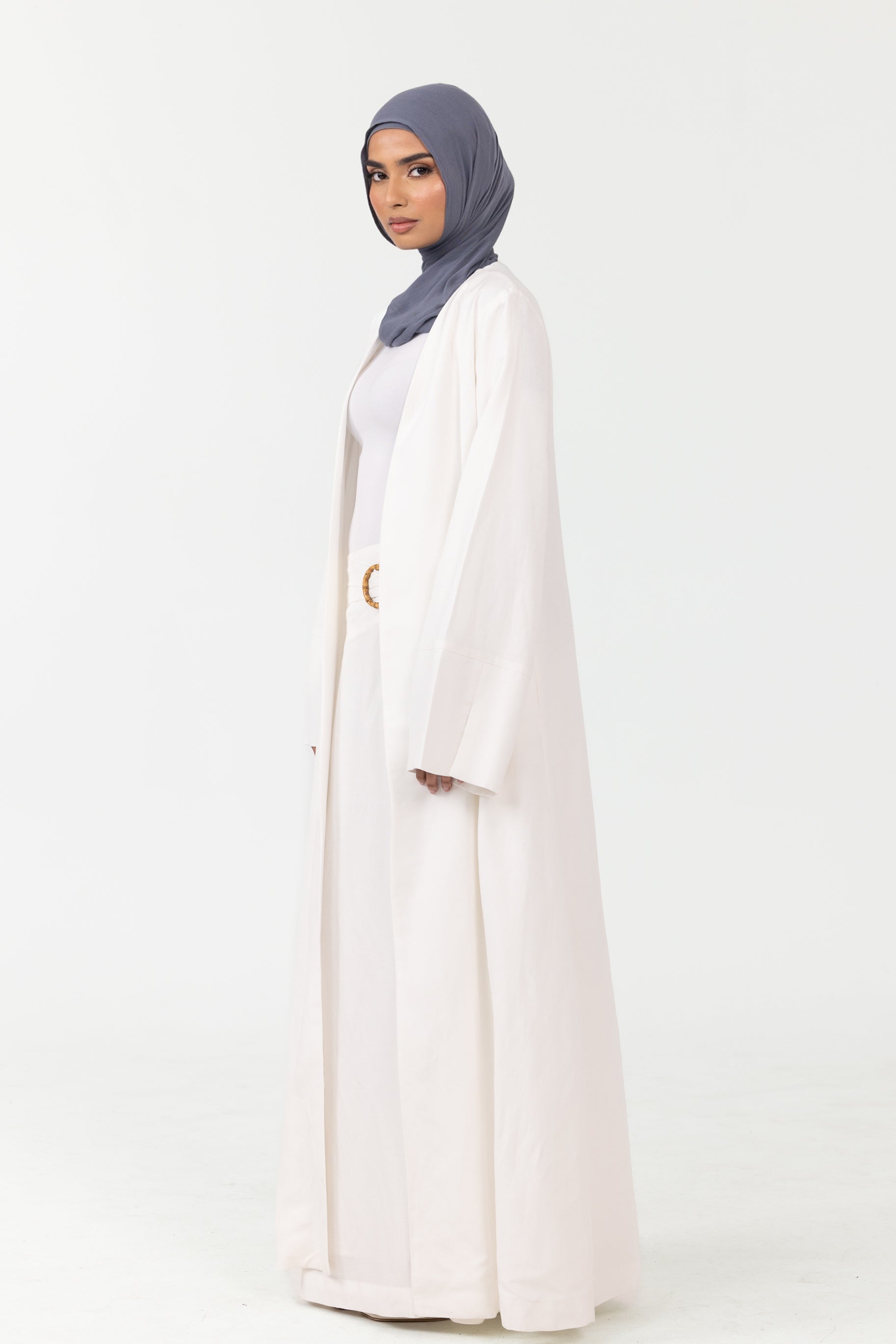 Naila Open Abaya -  White