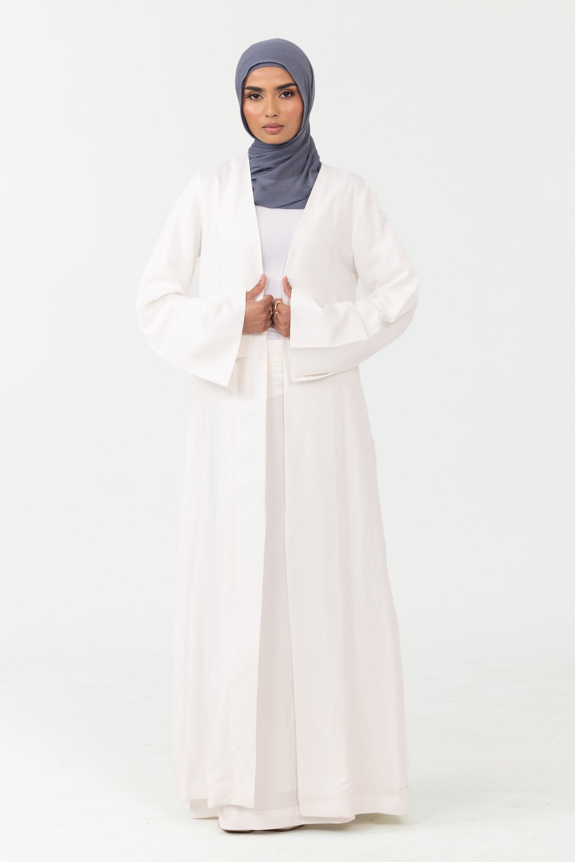 Naila Open Abaya -  White