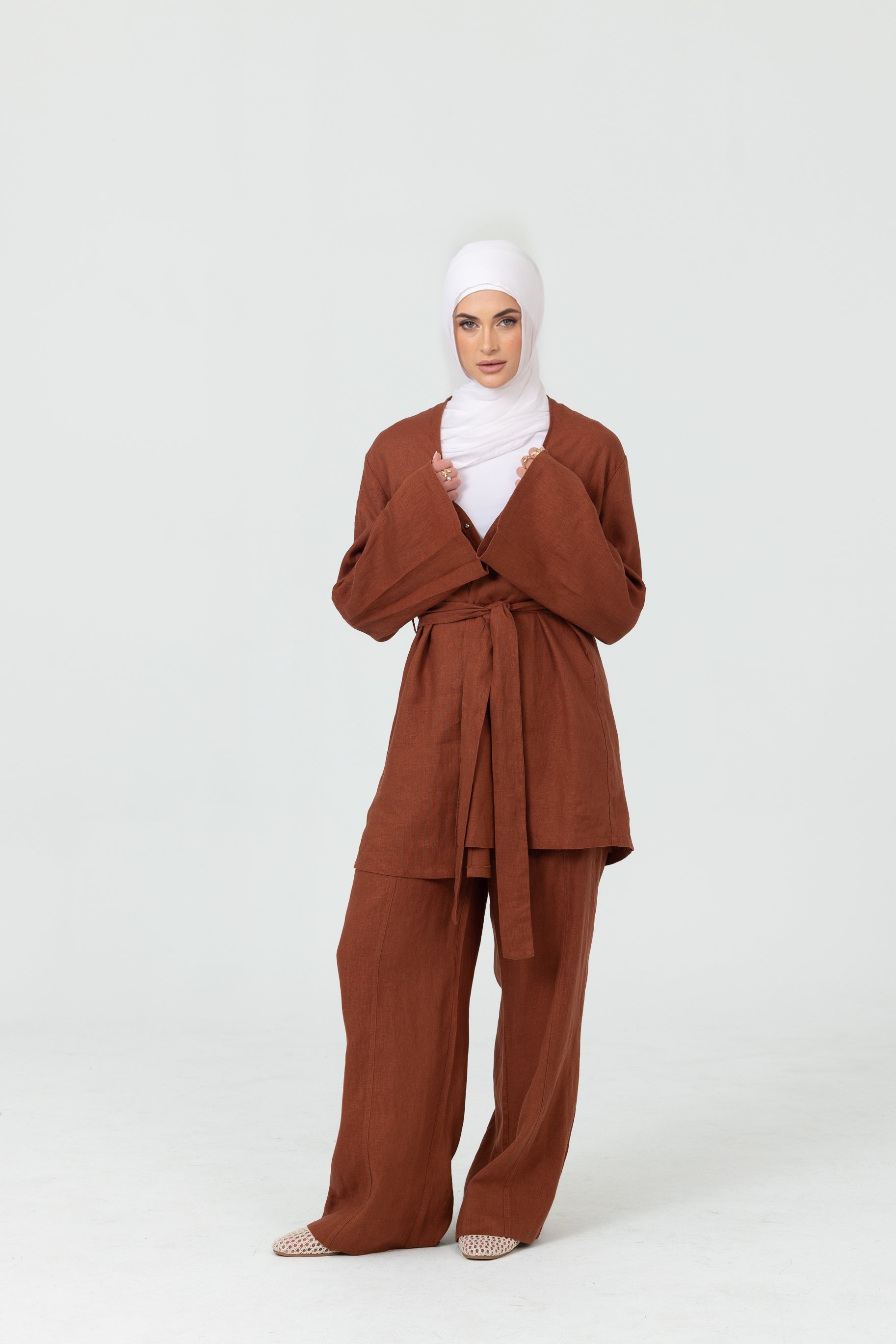 Anaya Open Blouse - Clay