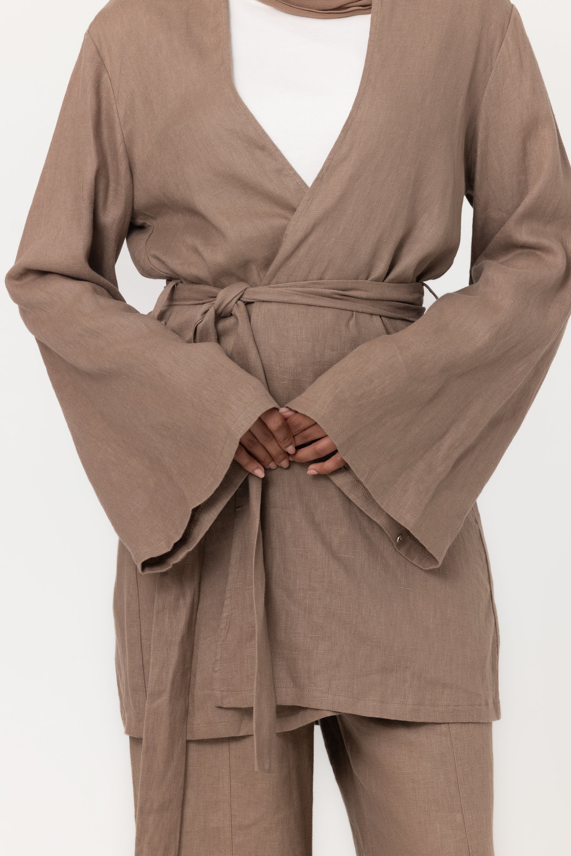 Anaya Open Blouse - Mocha