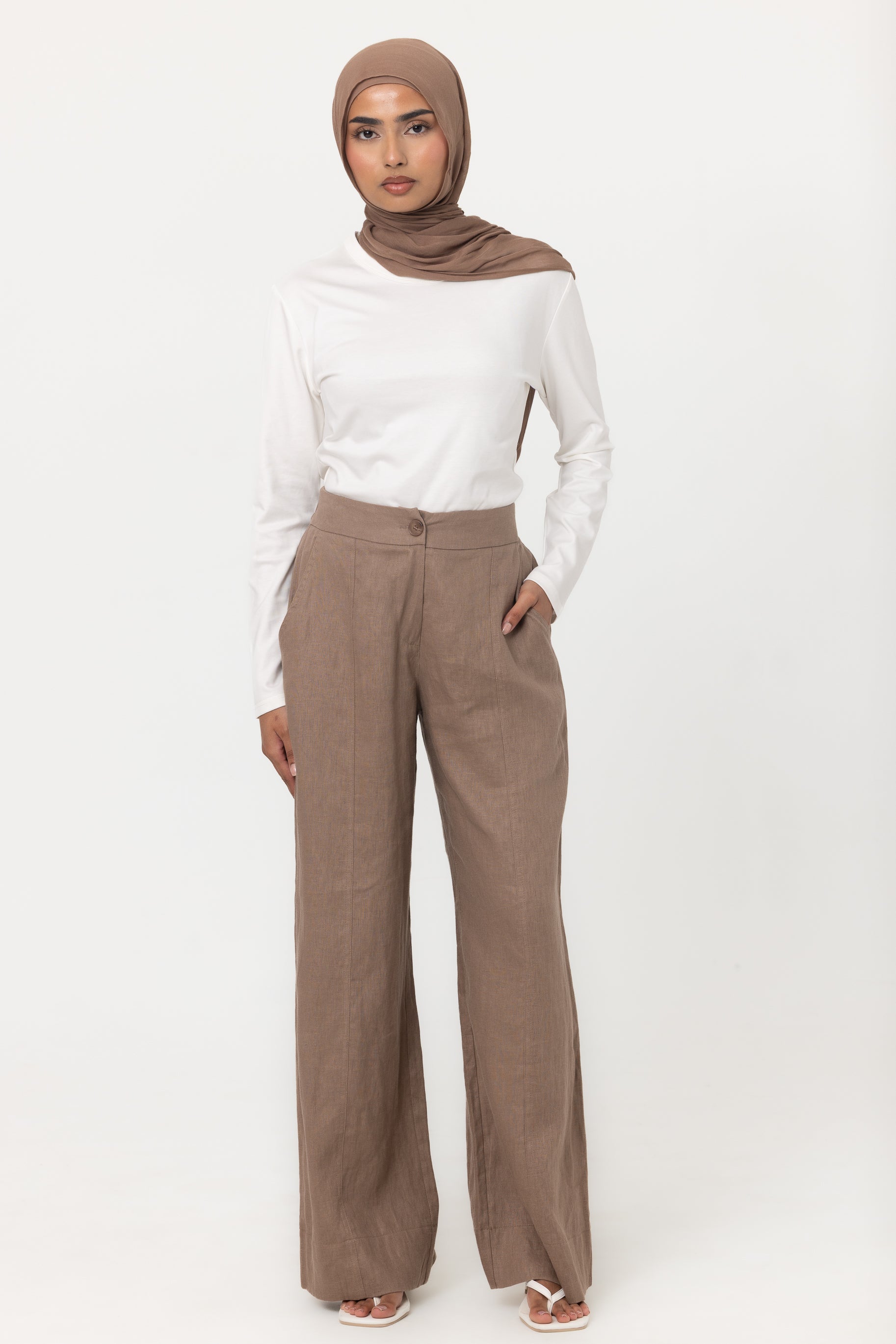 Anaya Wide Leg Pants - Mocha