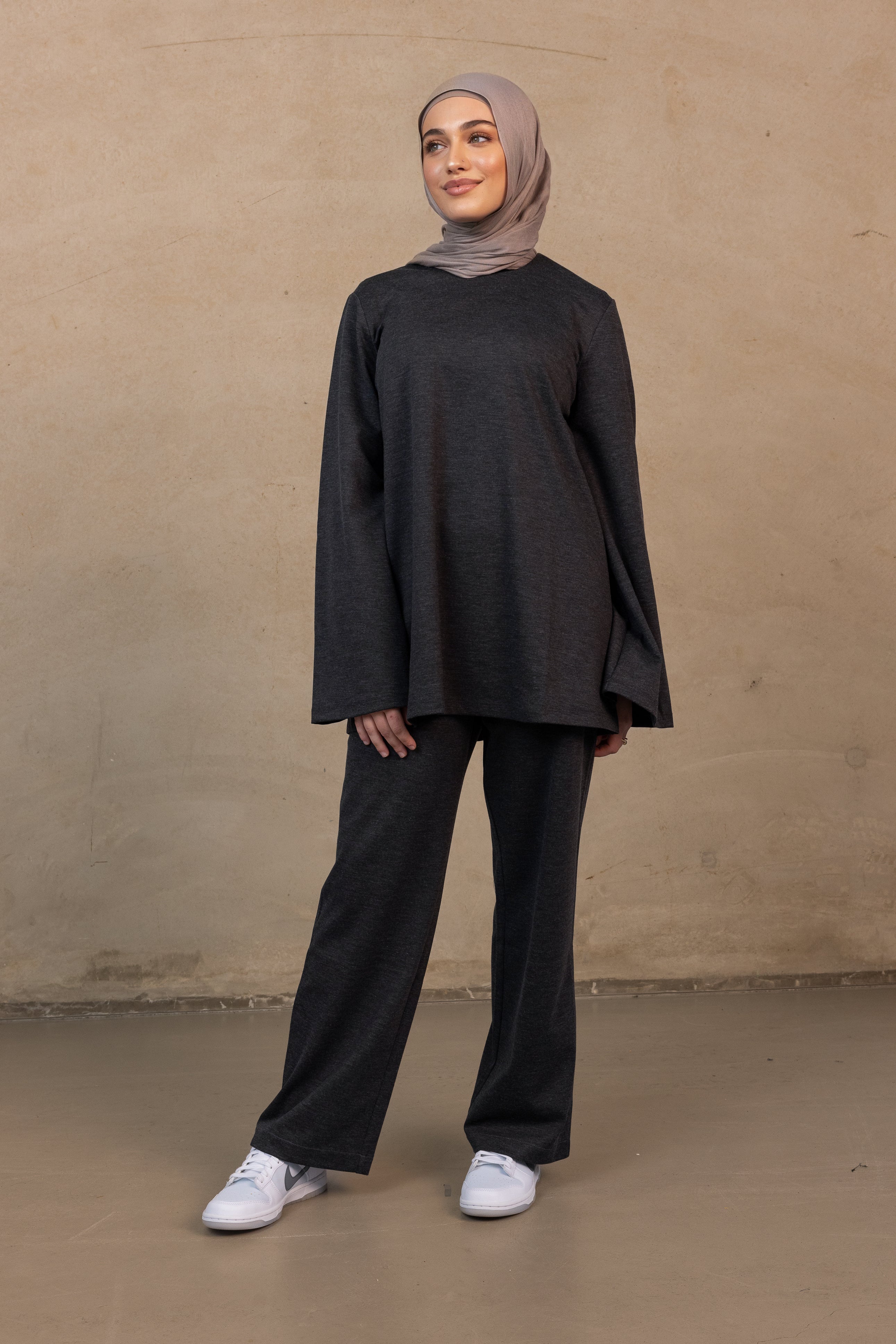 Lounge Wide Sleeve Top - Charcoal