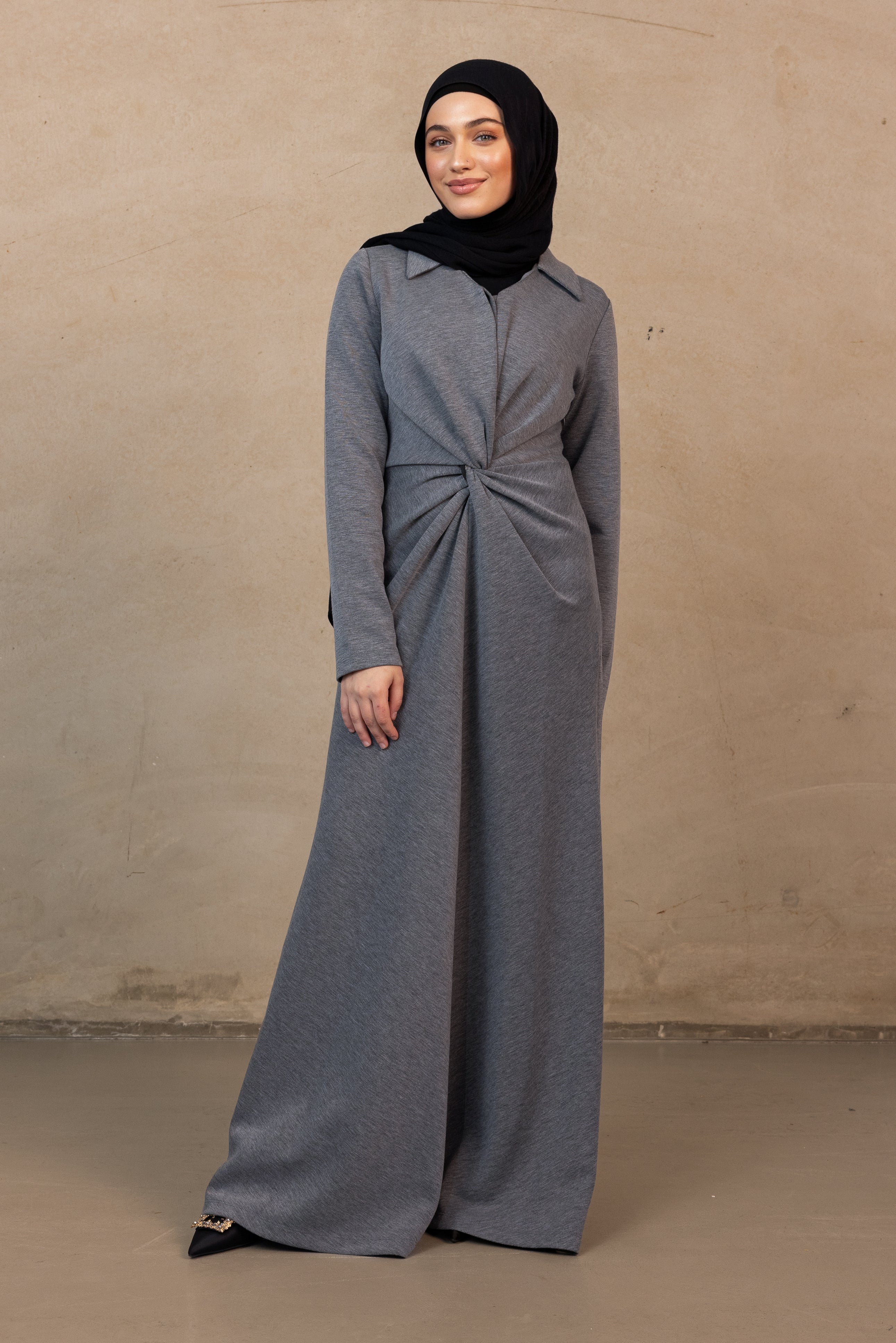 Twist Knot Dress - Dark Grey