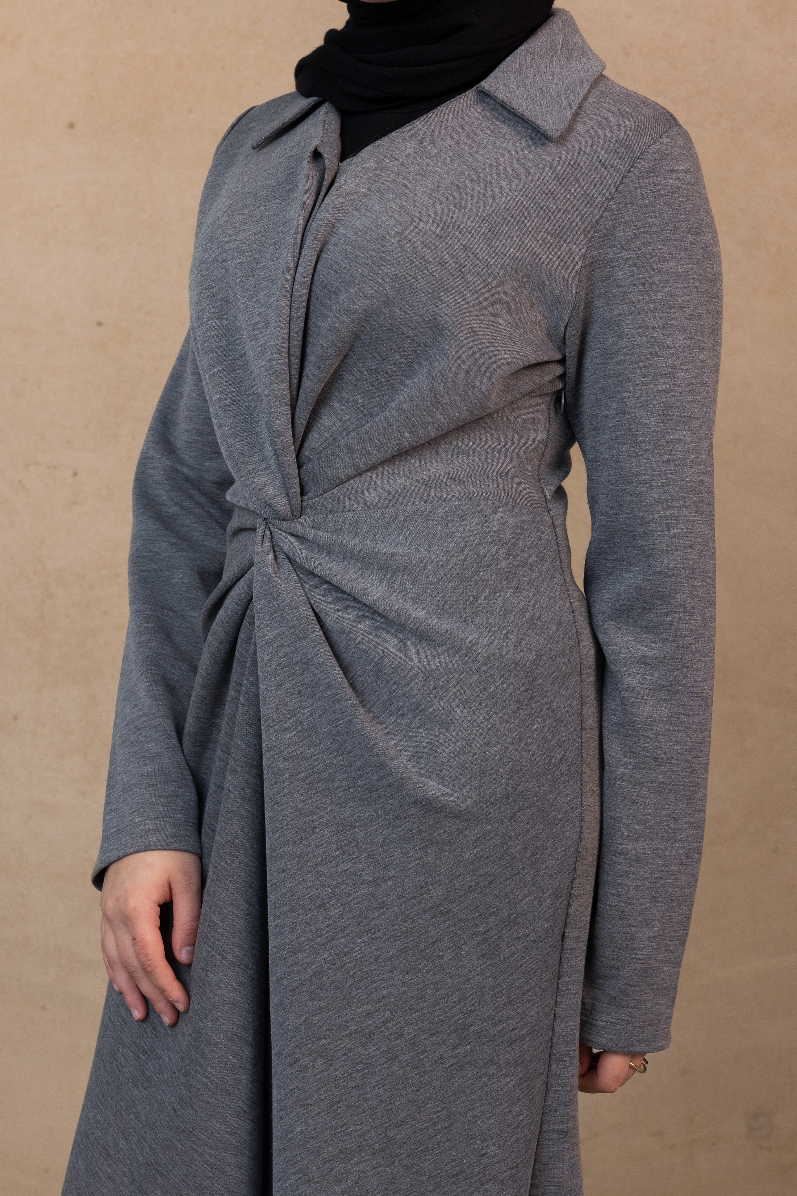 Twist Knot Dress - Dark Grey