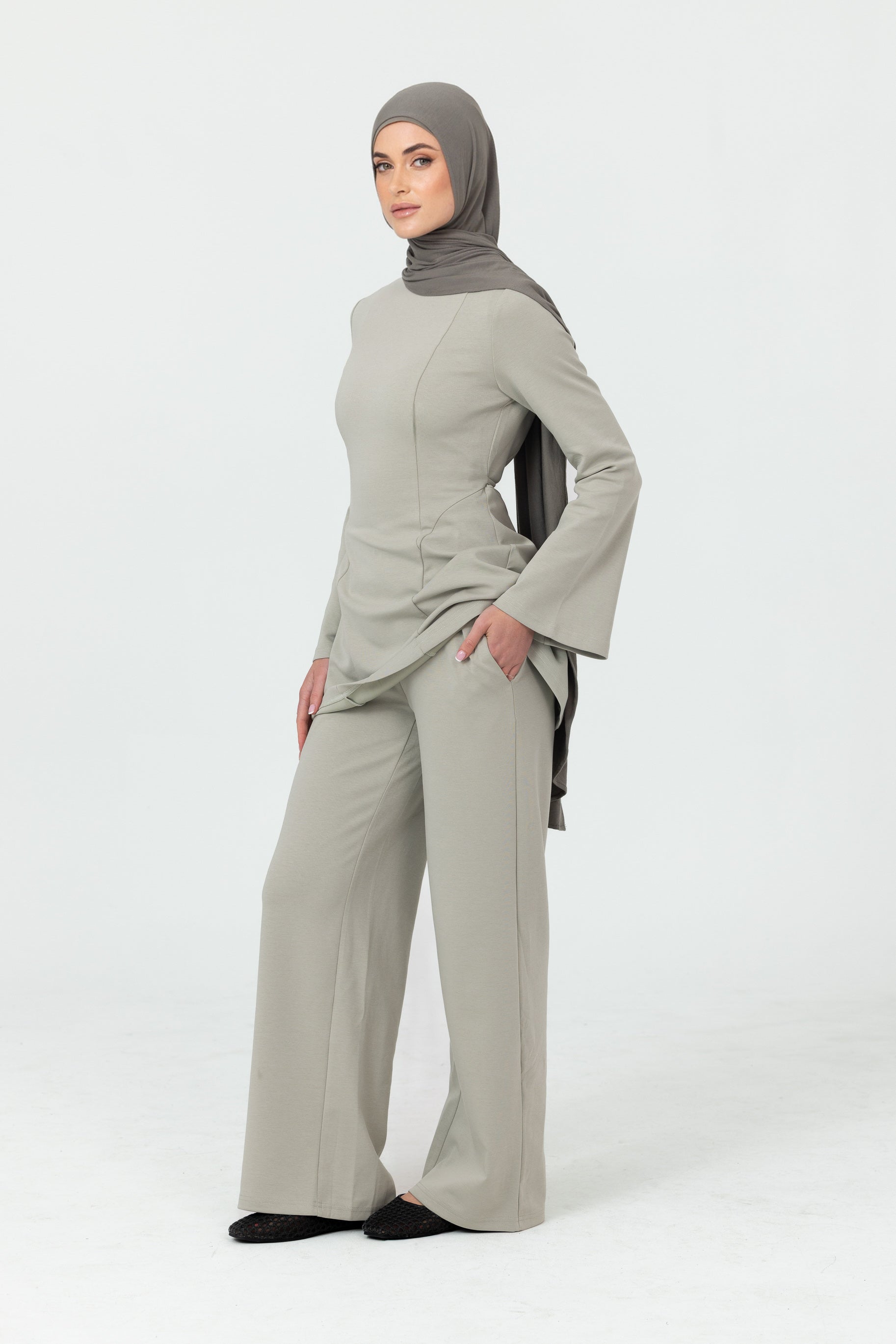 Cotton Contour Pants - Sage