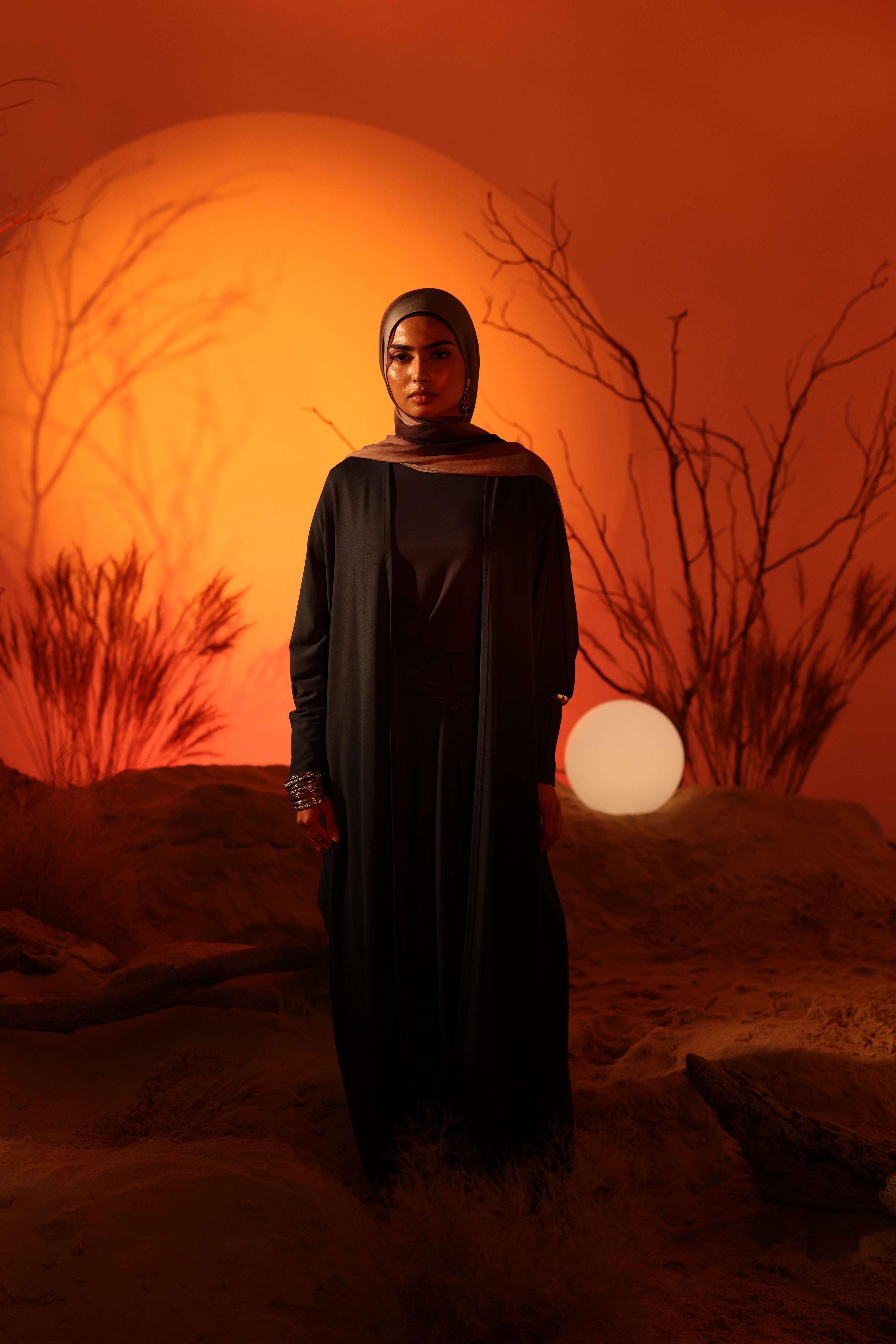 Jersey Batwing Open Abaya - Black