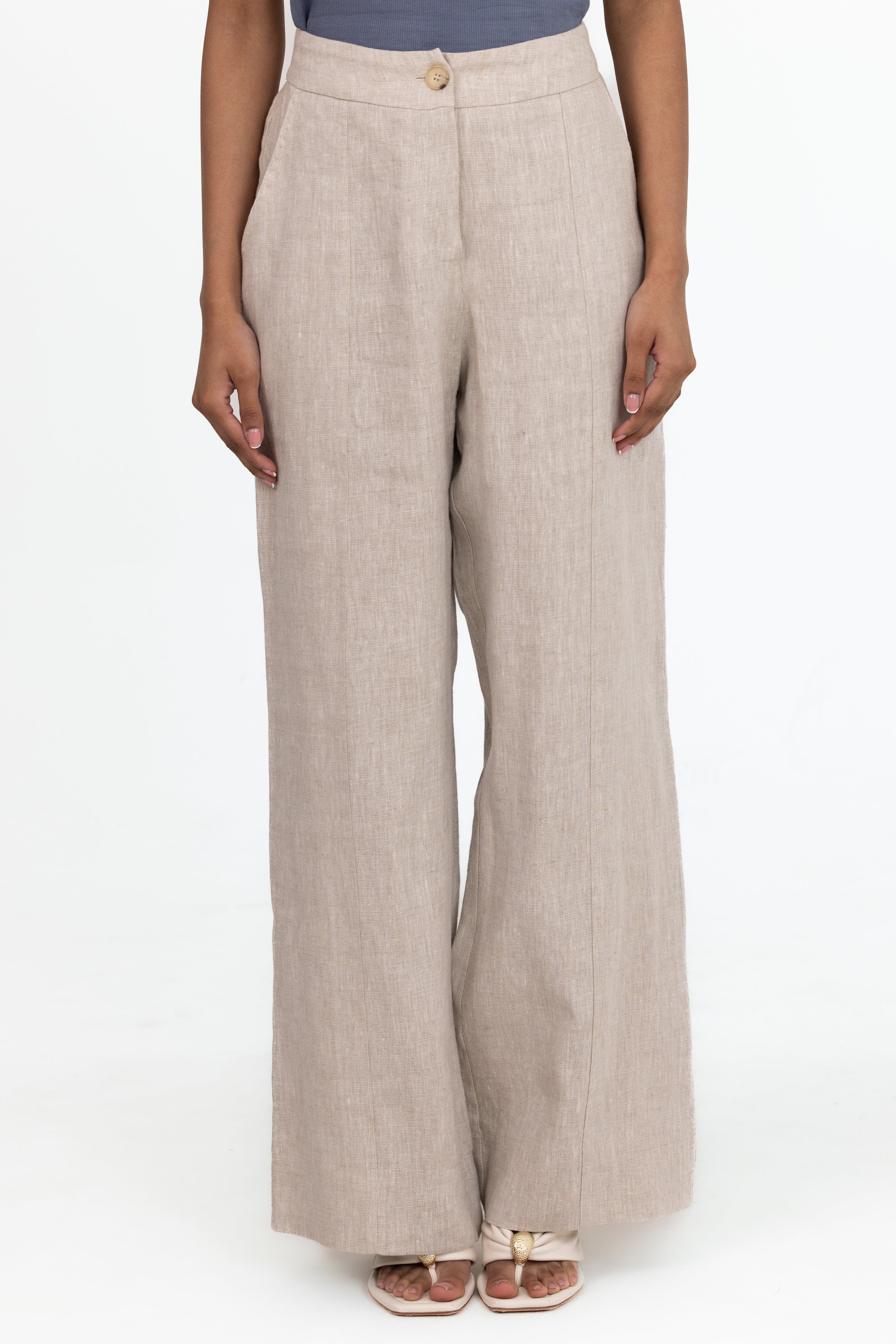 Anaya Wide Leg Pants - Natural