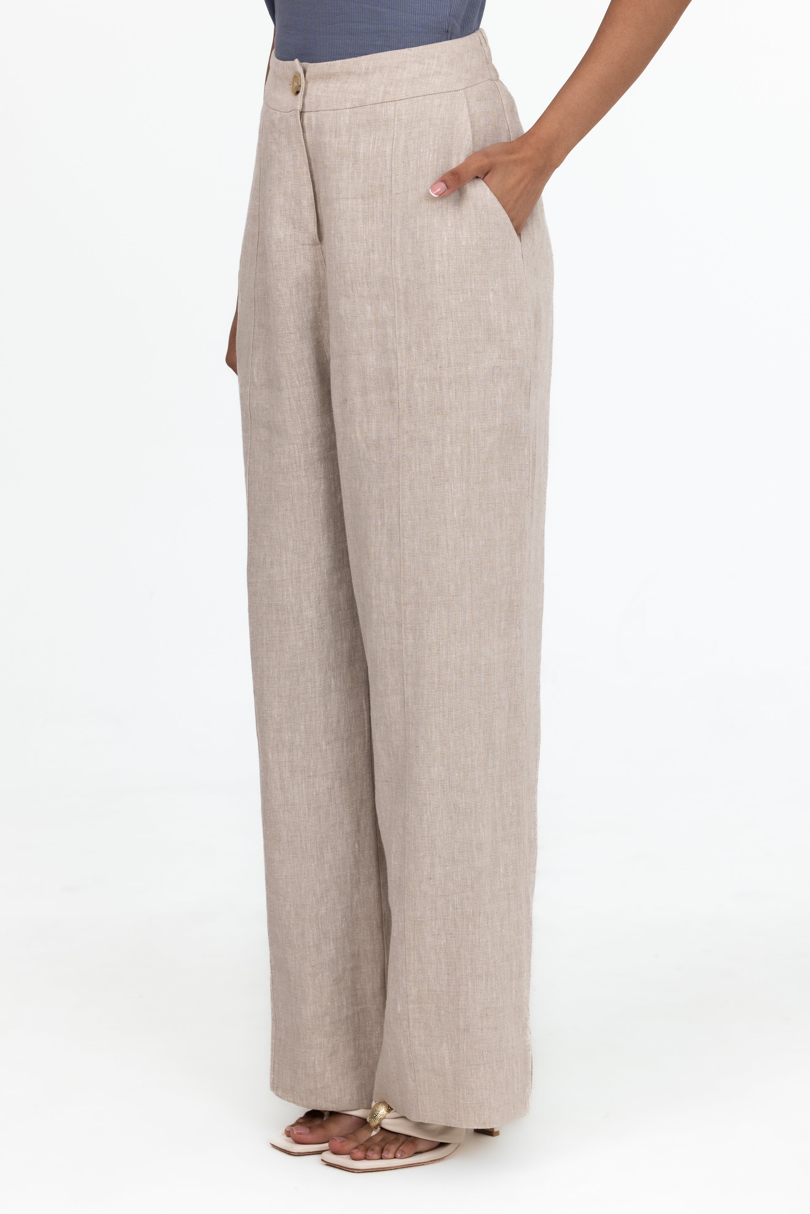 Anaya Wide Leg Pants - Natural
