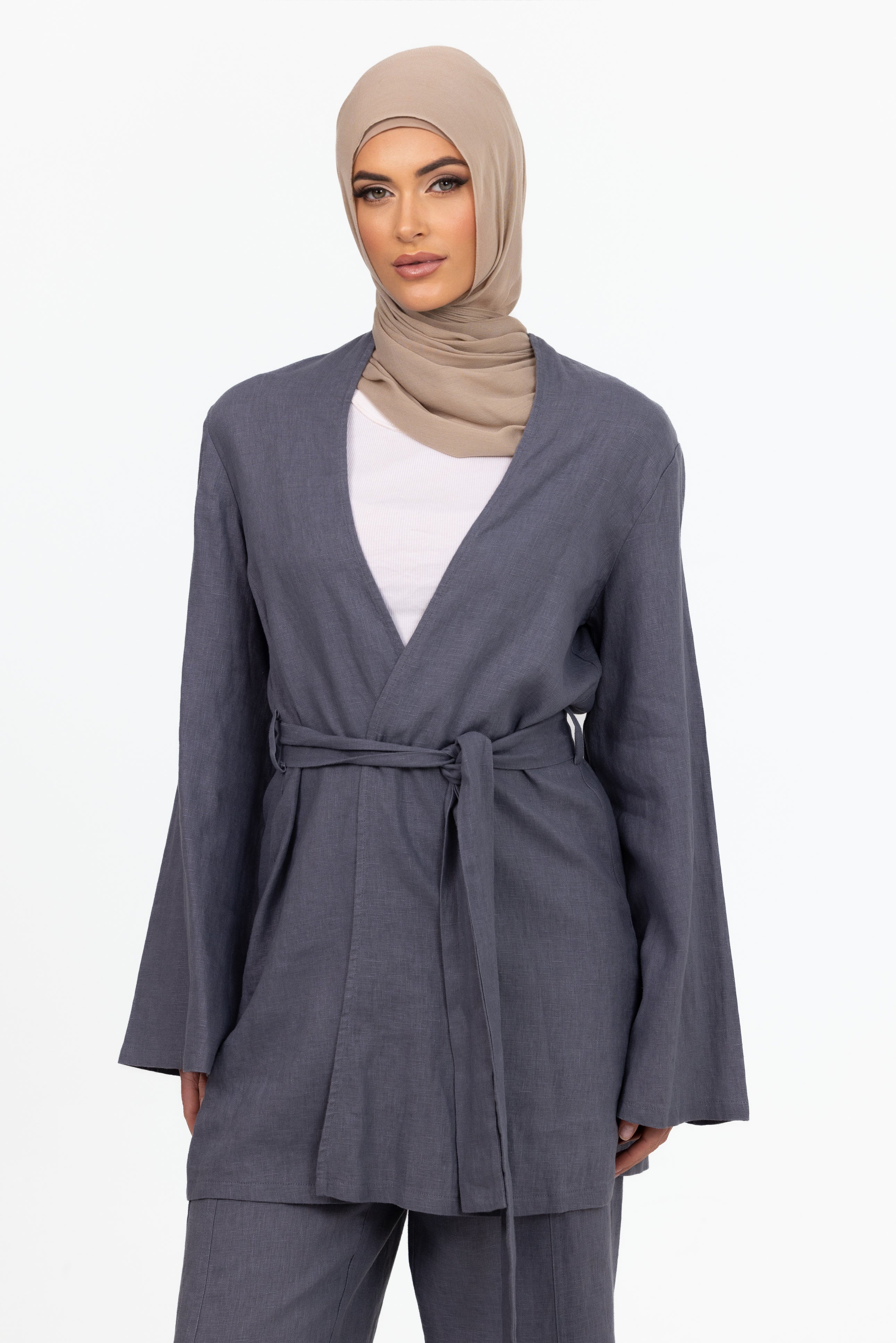 Anaya Open Blouse - Slate