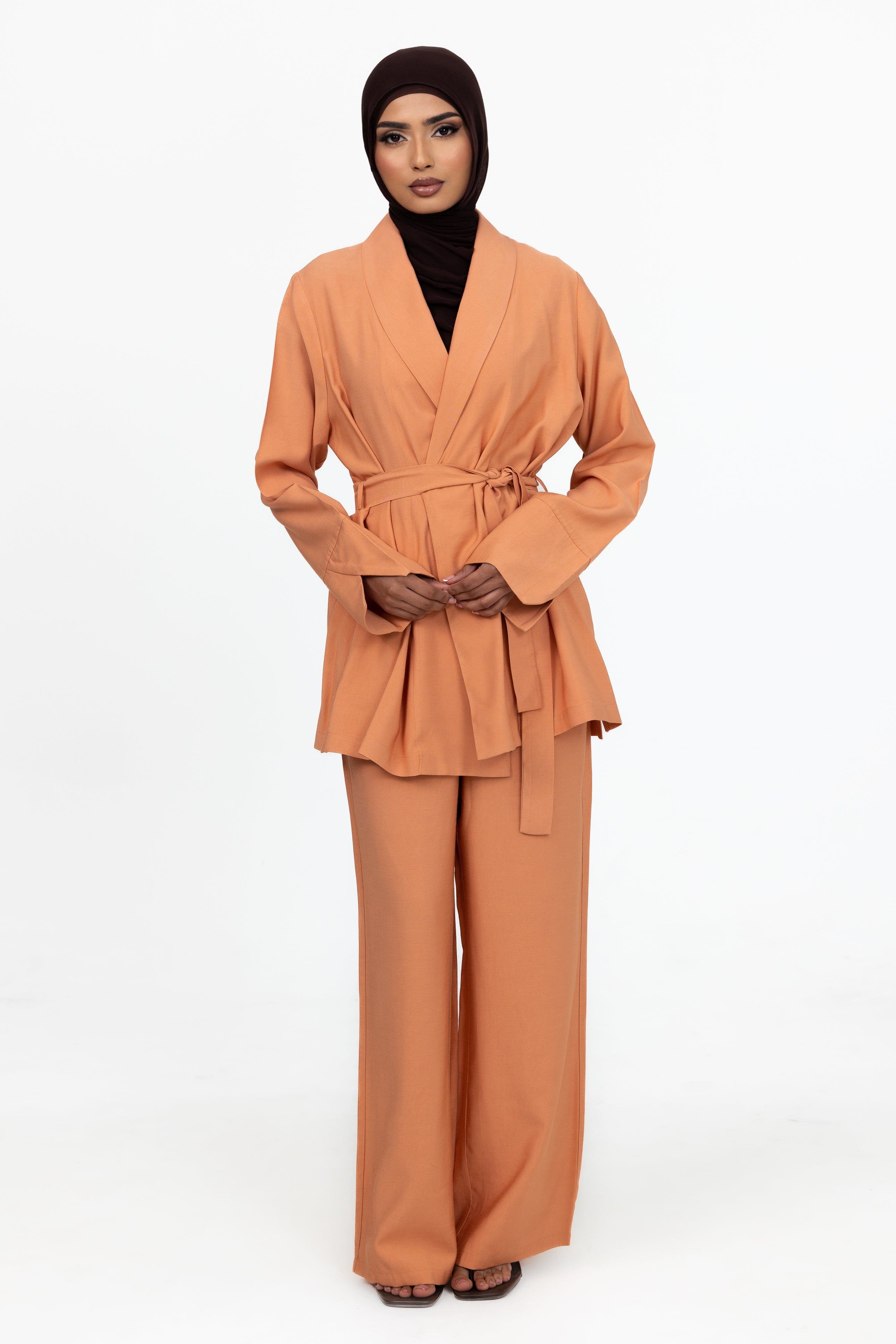 Nadira Co Ord Linen Jacket - Muted Orange