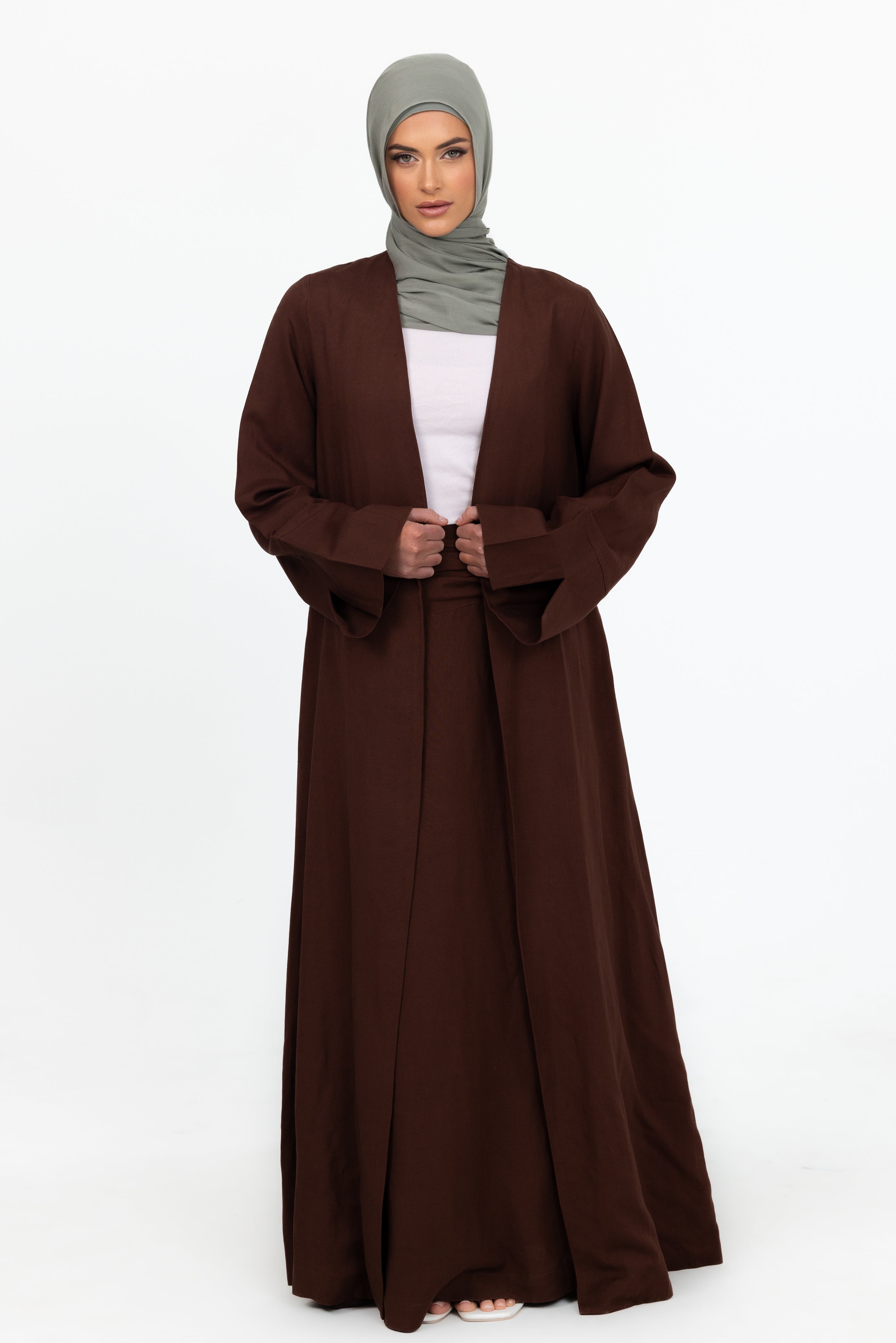 Naila Open Abaya - Chocolate