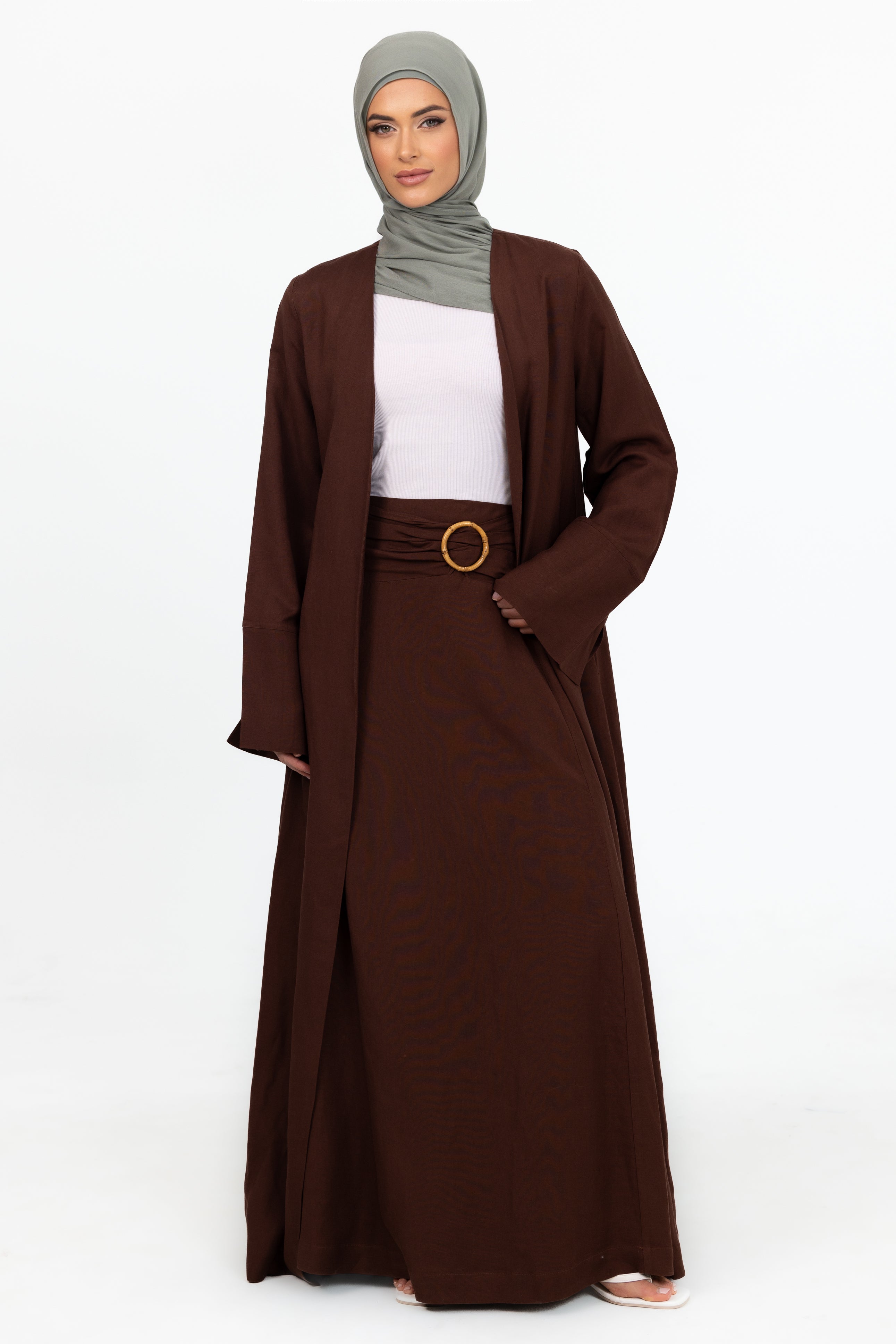 Naila Open Abaya - Chocolate