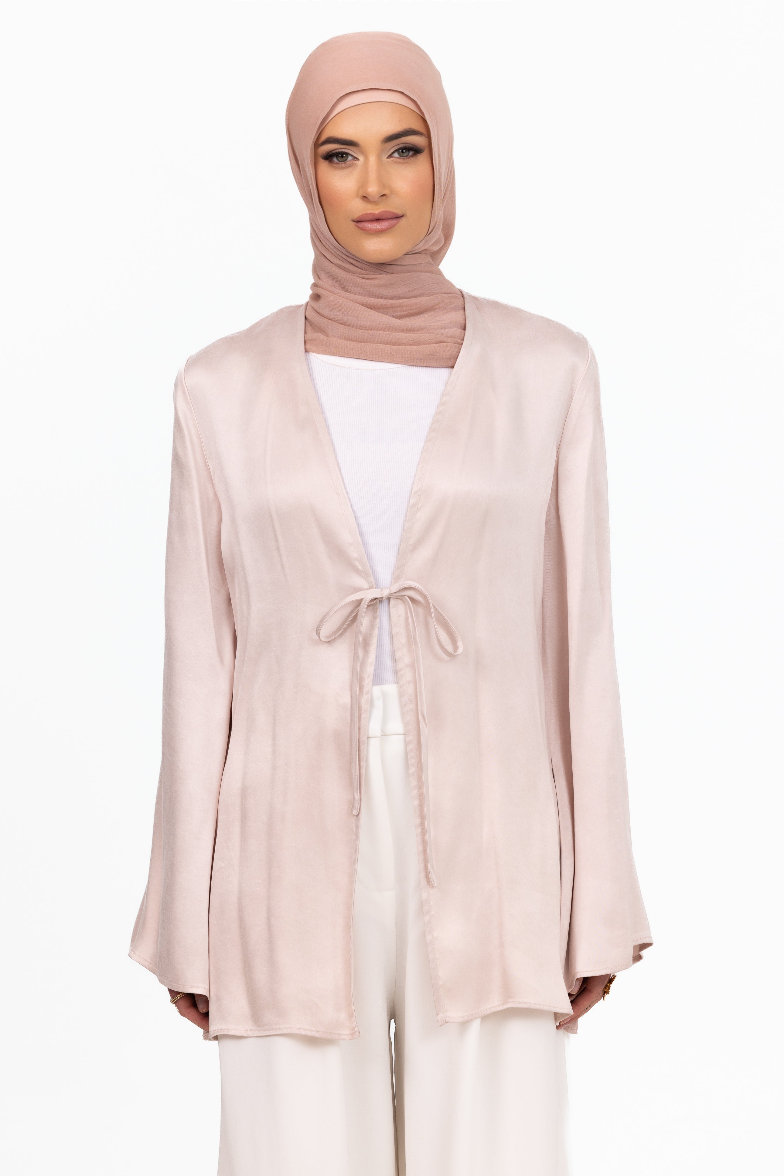 Cupro Tie Up Top - Pearl Pink