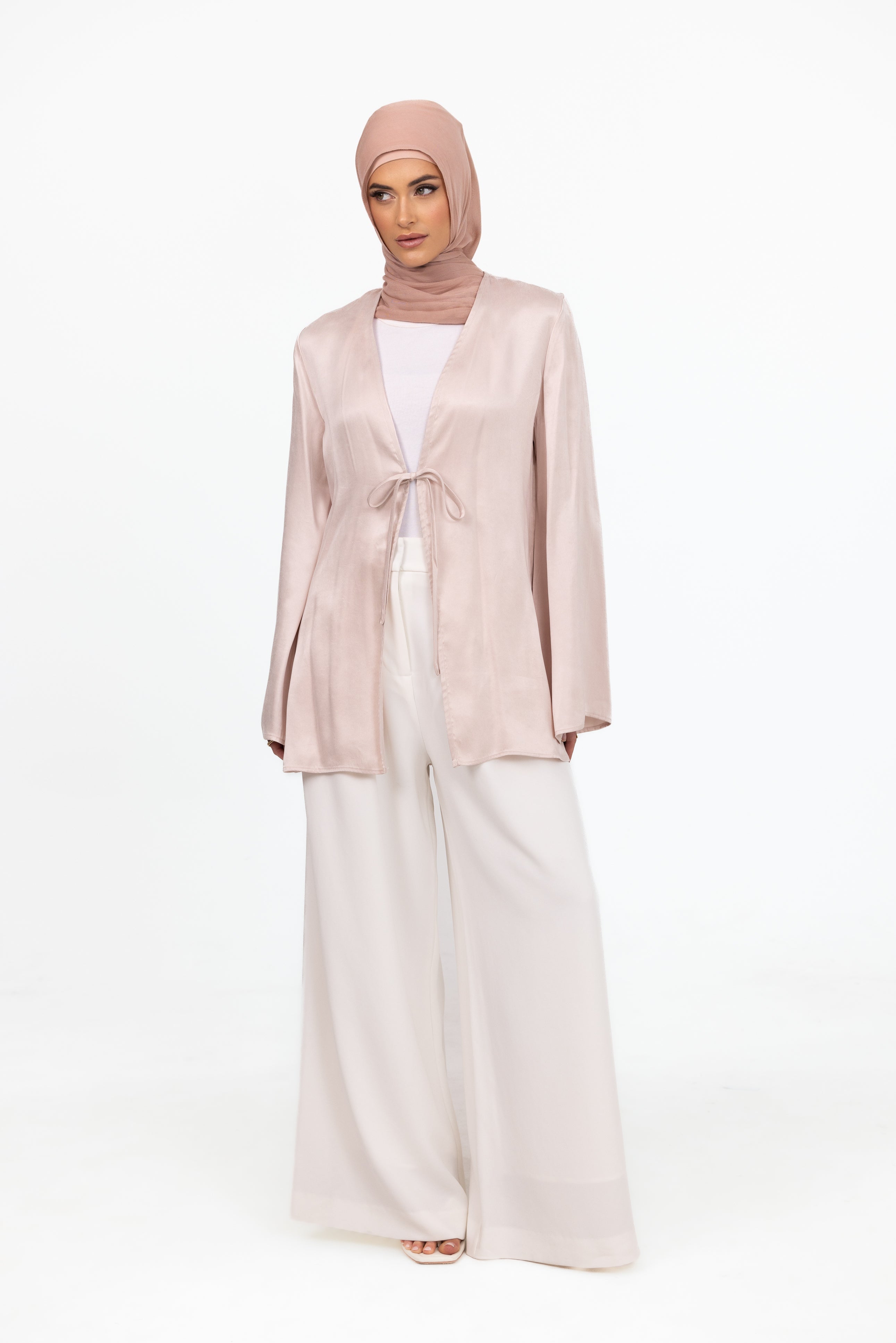 Cupro Tie Up Top - Pearl Pink