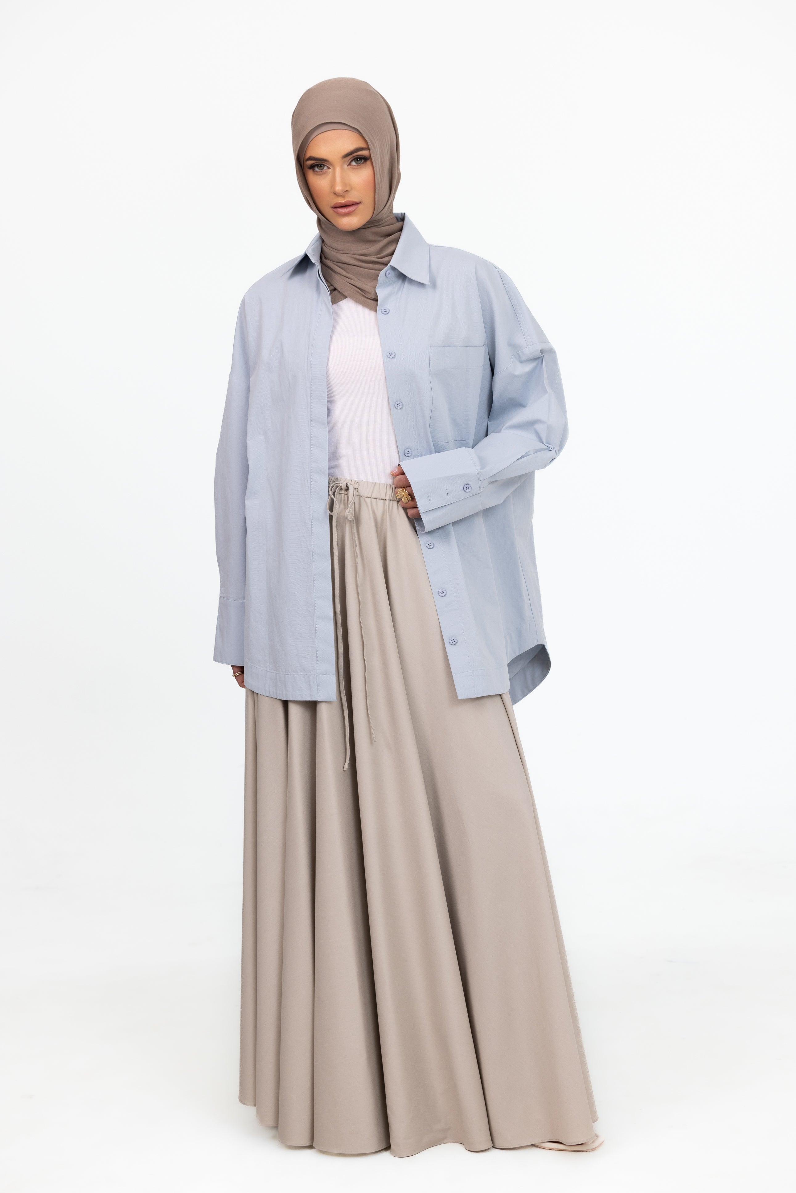 Azrina Drawstring Skirt - Beige