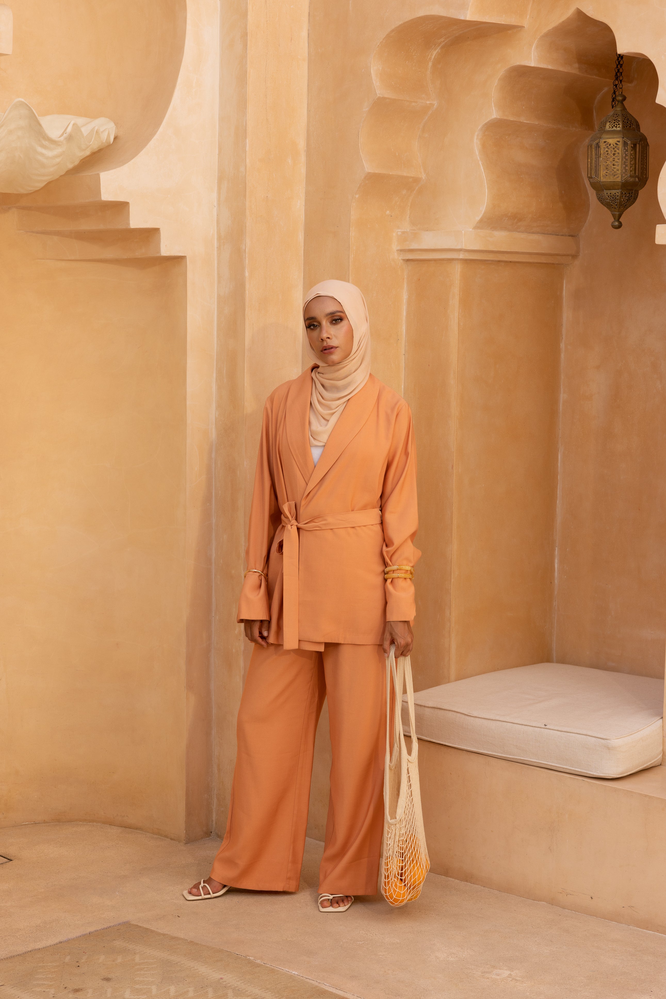 Nadira Co Ord Linen Jacket - Muted Orange