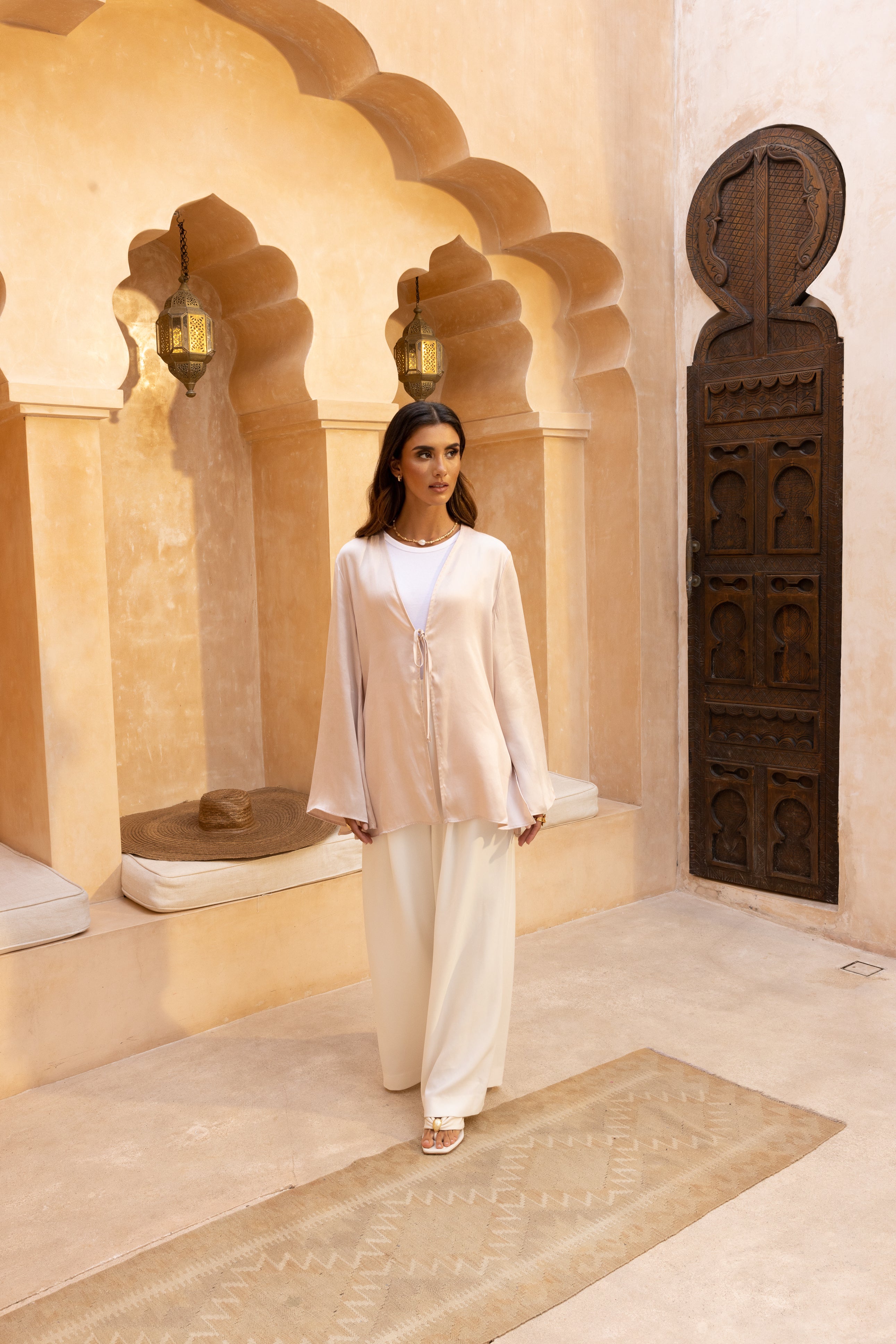 Cupro Tie Up Top - Pearl Pink