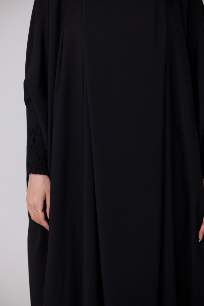 French Tie Back Jilbab - Black