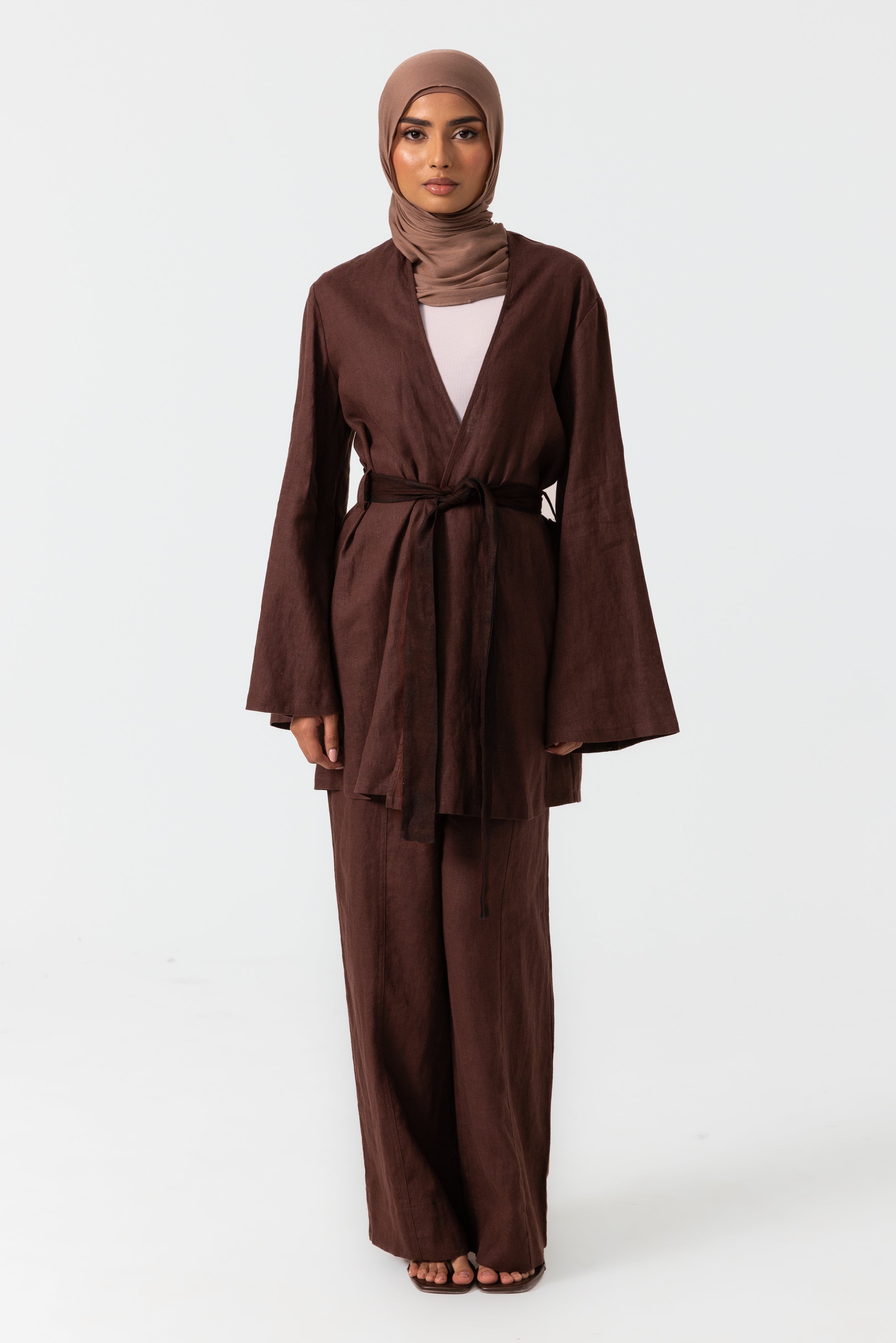 Anaya Open Blouse - Chocolate