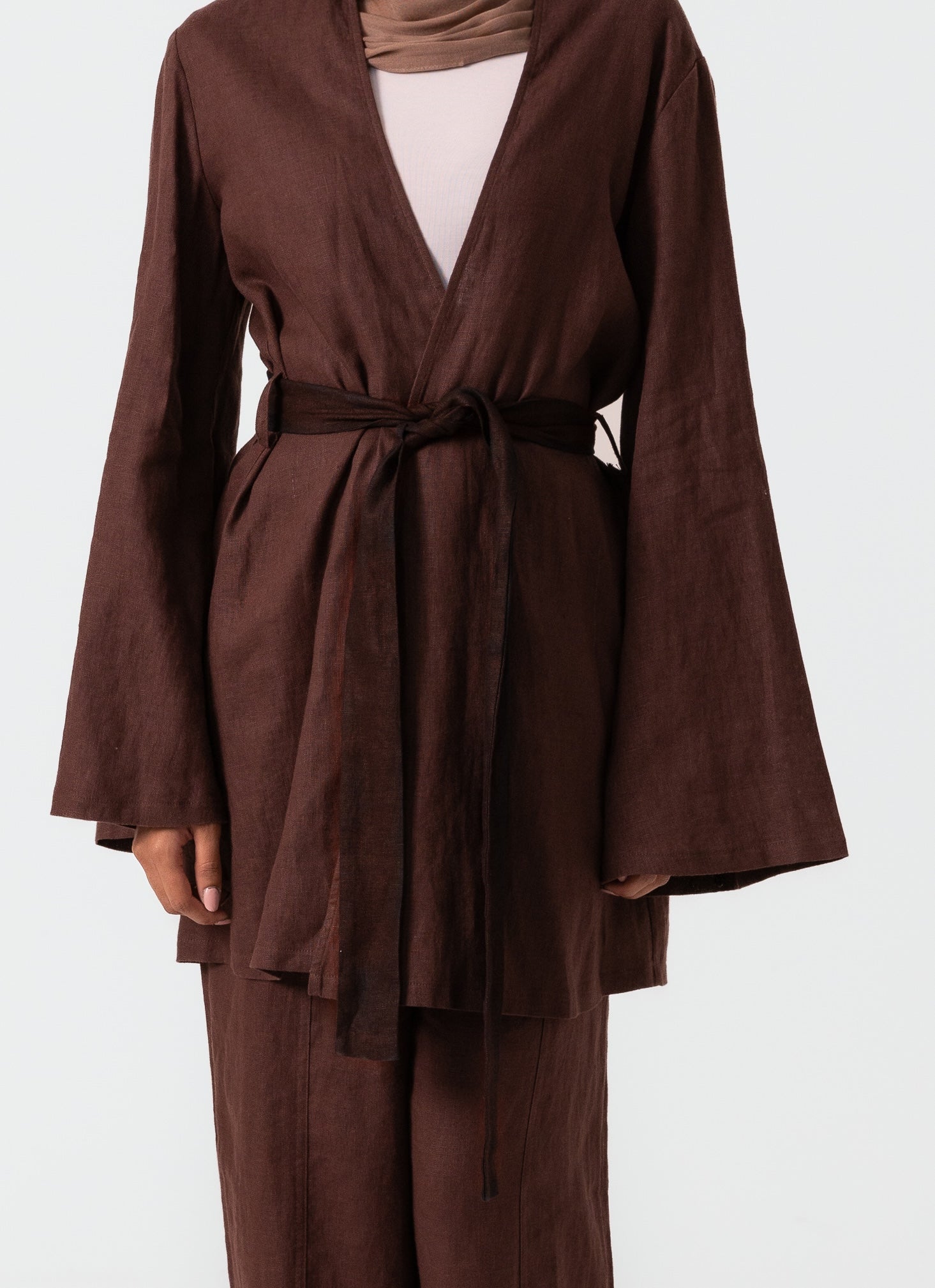 Anaya Open Blouse - Chocolate