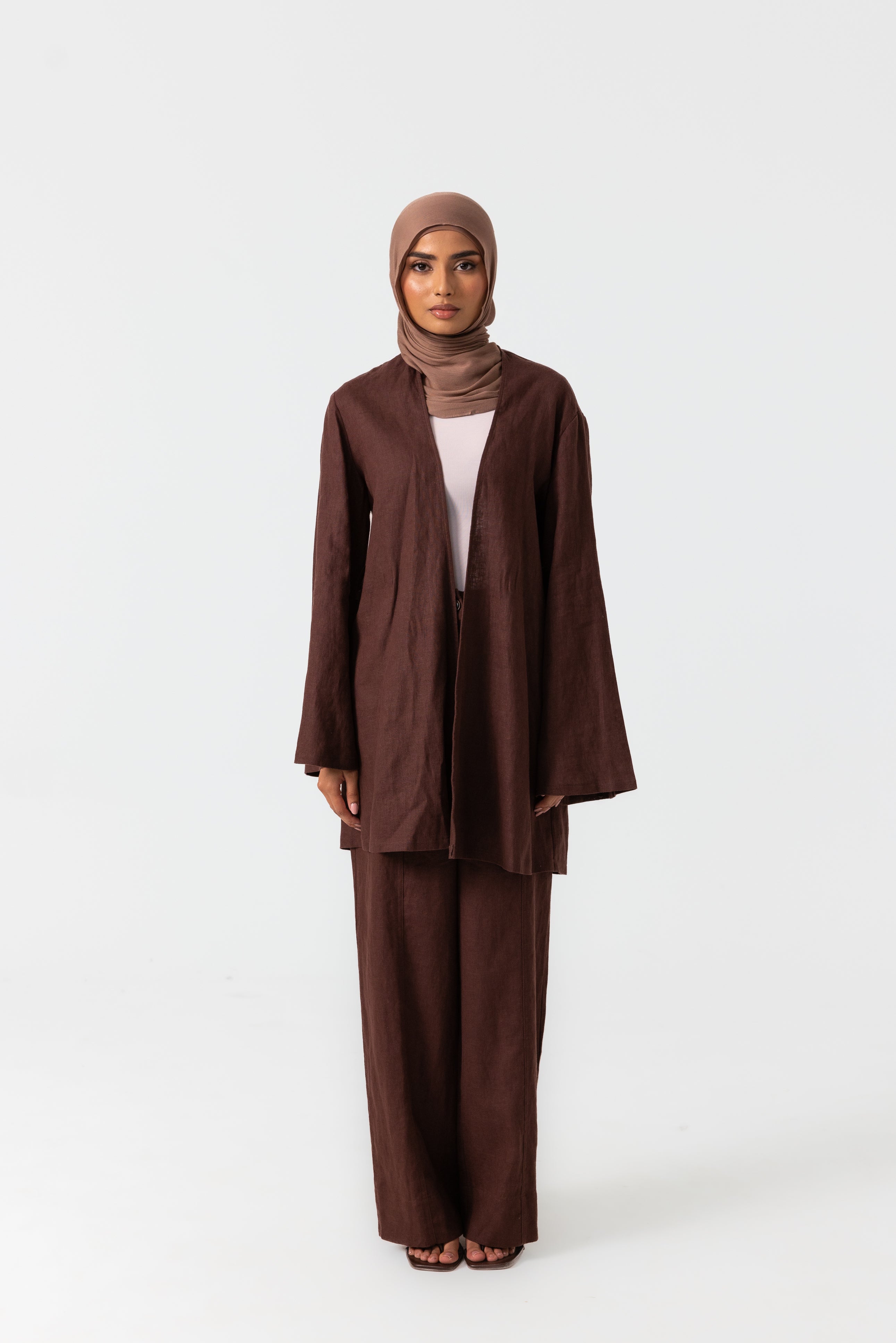 Anaya Open Blouse - Chocolate