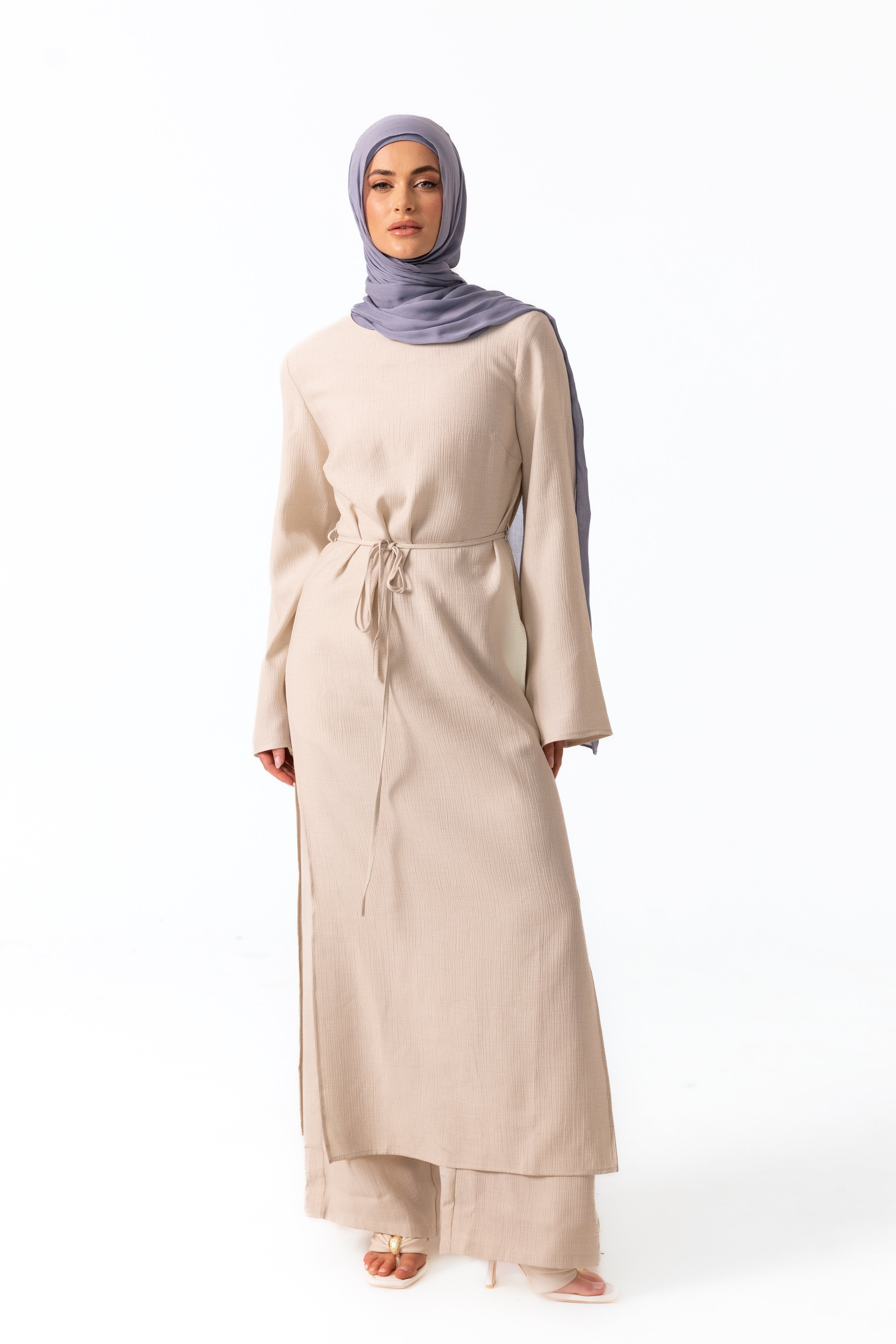 Yara Crinkle Split Tunic - Oat