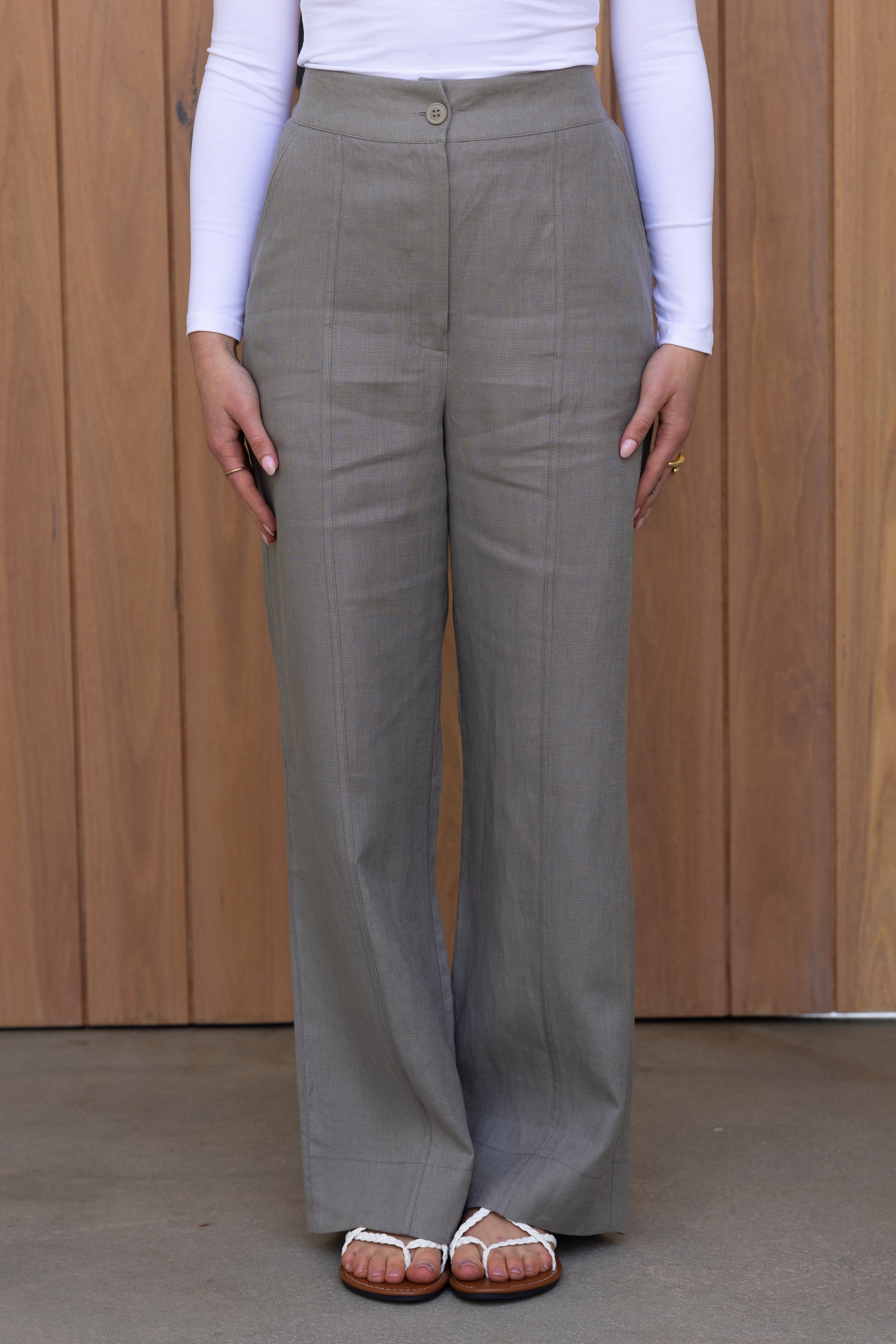 PRE ORDER Nadira Linen Pants - Muted Sage